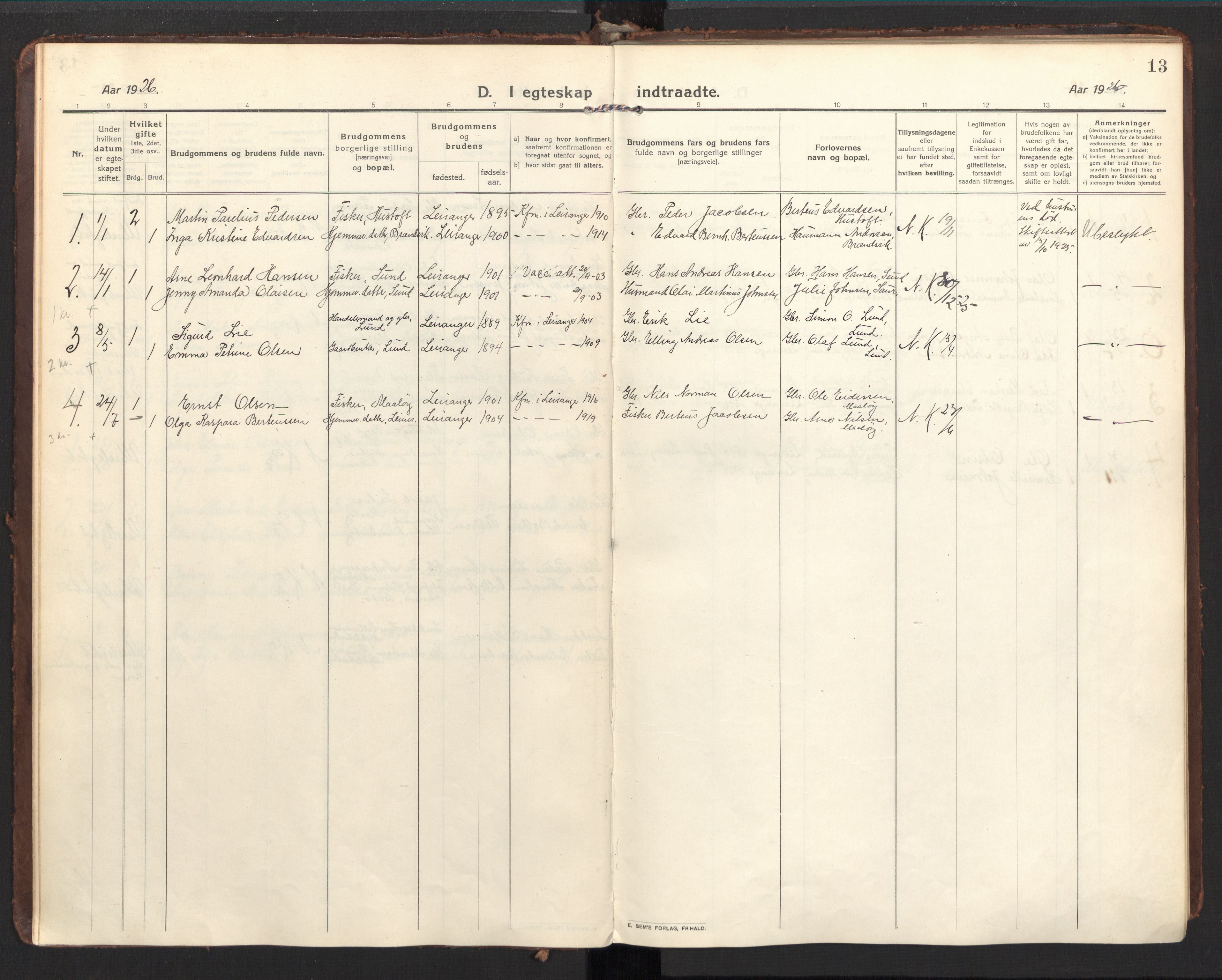 Ministerialprotokoller, klokkerbøker og fødselsregistre - Nordland, AV/SAT-A-1459/857/L0825: Ministerialbok nr. 857A05, 1917-1946, s. 13