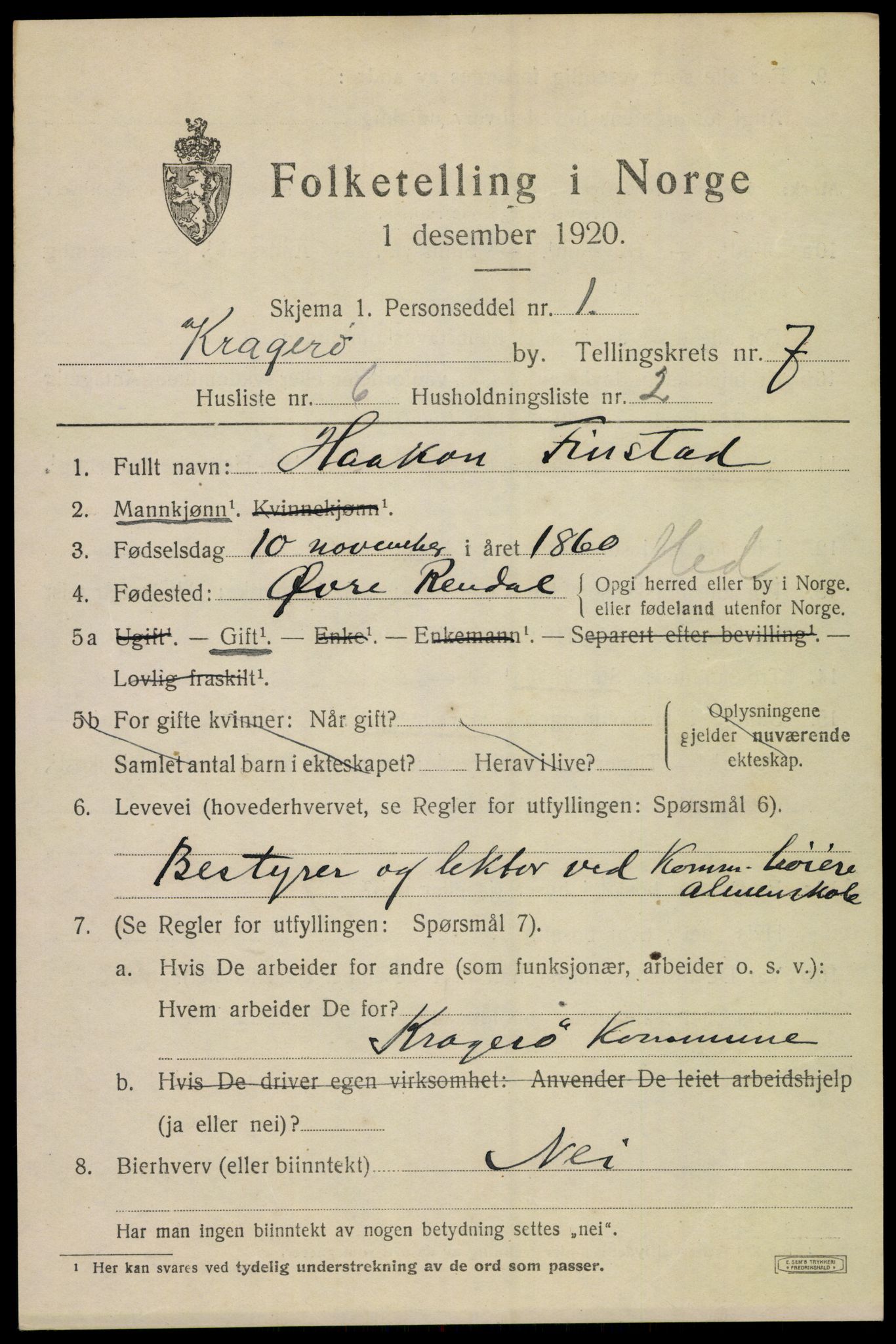 SAKO, Folketelling 1920 for 0801 Kragerø kjøpstad, 1920, s. 9755