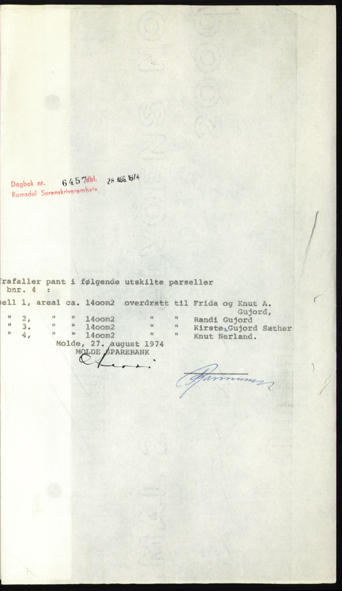 Romsdal sorenskriveri, SAT/A-4149/1/2/2C: Pantebok nr. B4, 1948-1949, Dagboknr: 6457/1974