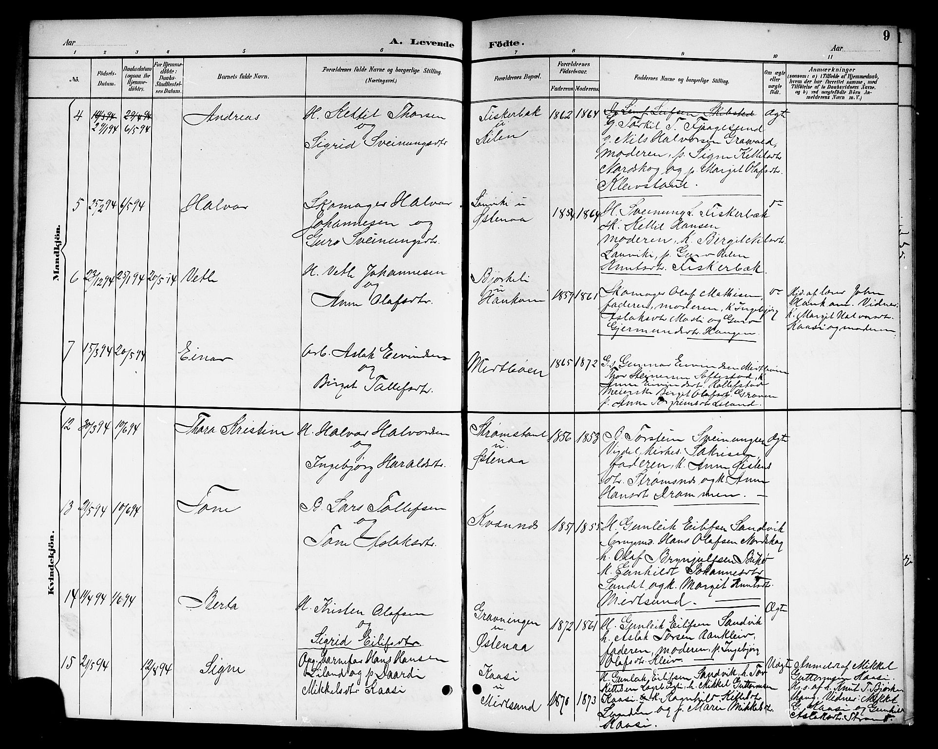 Kviteseid kirkebøker, AV/SAKO-A-276/G/Ga/L0002: Klokkerbok nr. I 2, 1893-1918, s. 9