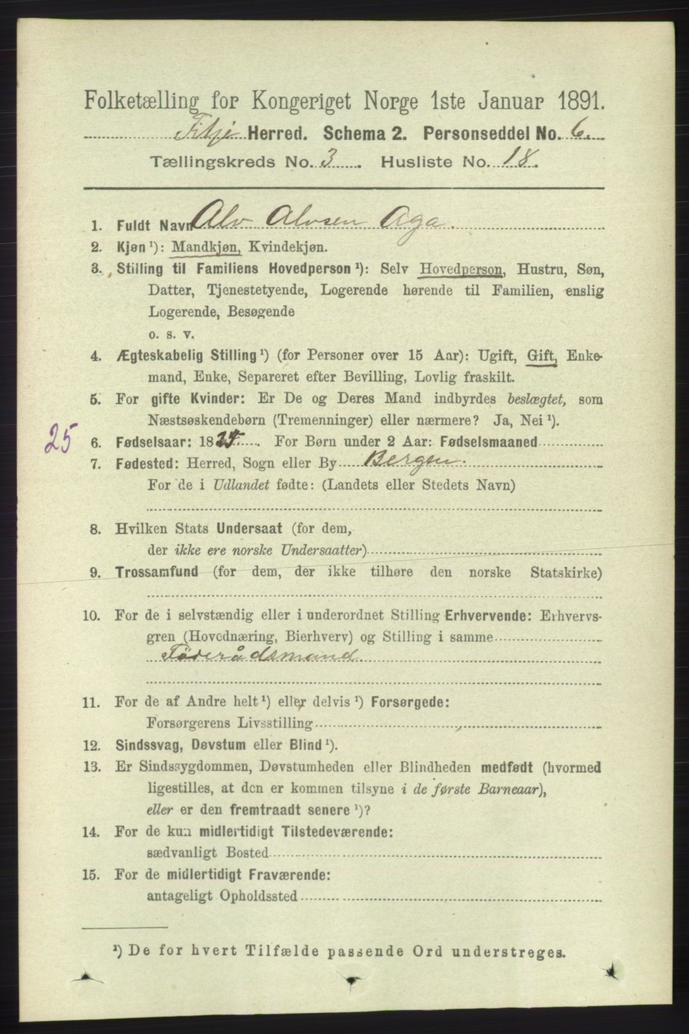 RA, Folketelling 1891 for 1222 Fitjar herred, 1891, s. 1108