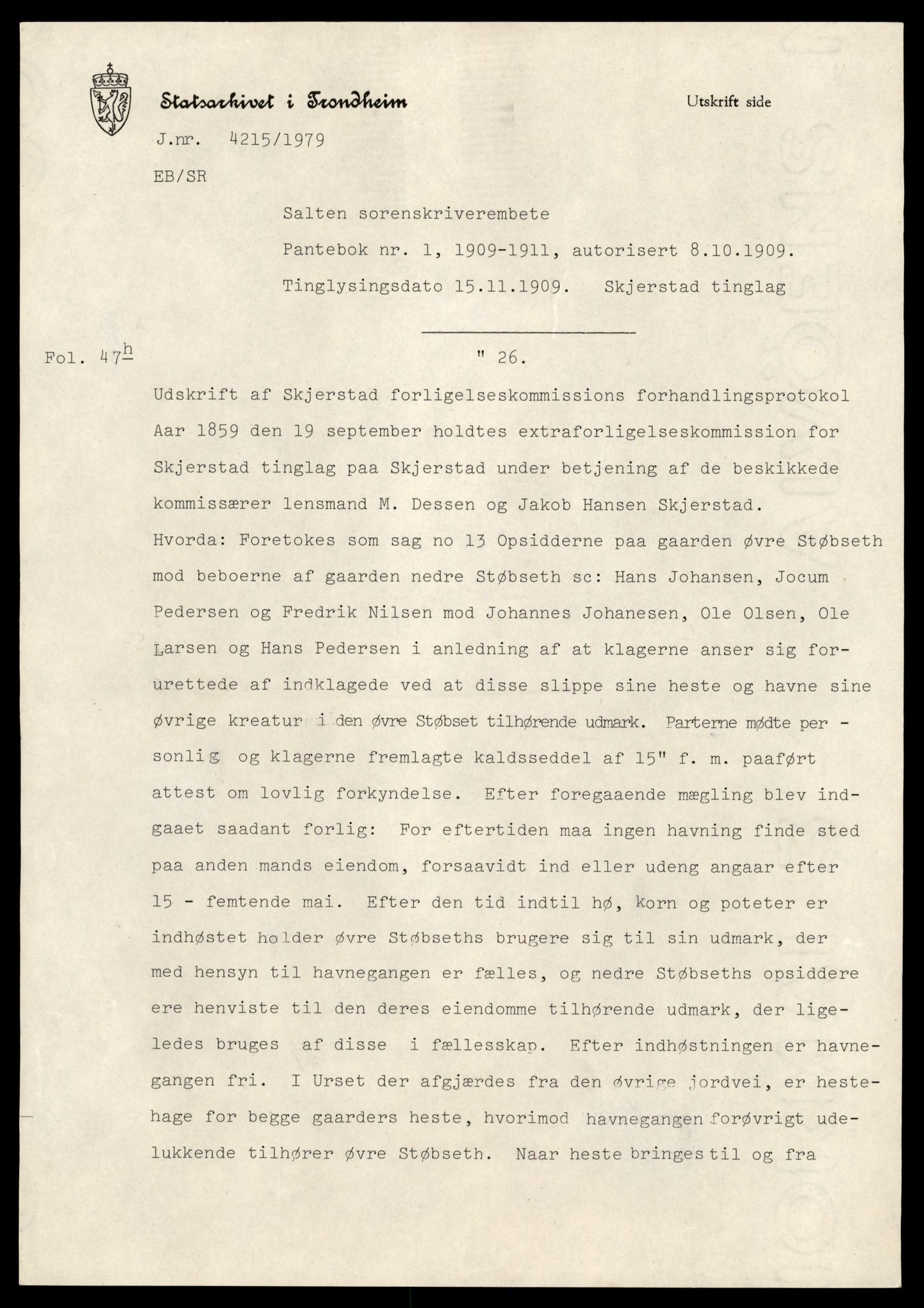 Statsarkivet i Trondheim, AV/SAT-A-4183/J/Jq/L0052: Pantebok for Salten 1 - og Bodø by, 1909-1923