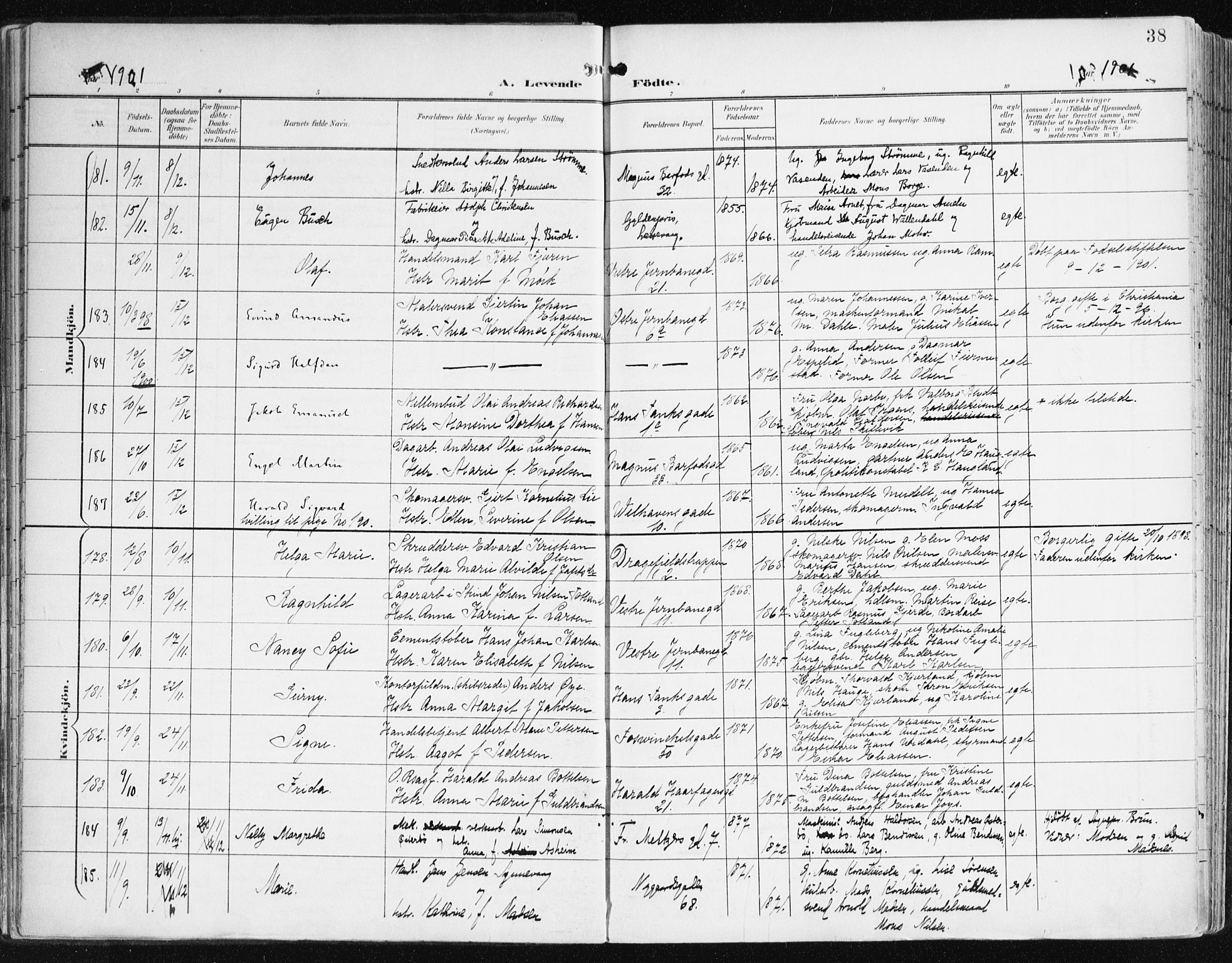Johanneskirken sokneprestembete, AV/SAB-A-76001/H/Haa/L0002: Ministerialbok nr. A 2, 1900-1912, s. 38
