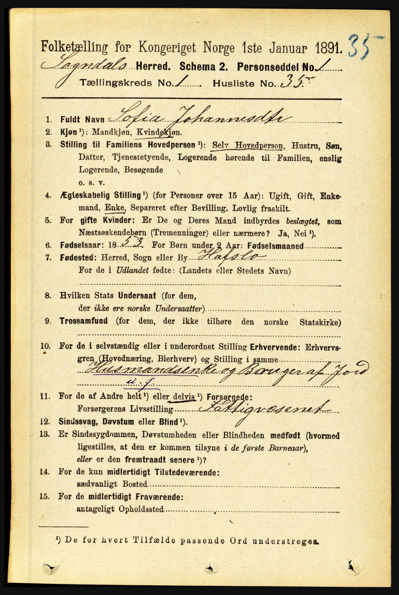 RA, Folketelling 1891 for 1420 Sogndal herred, 1891, s. 282