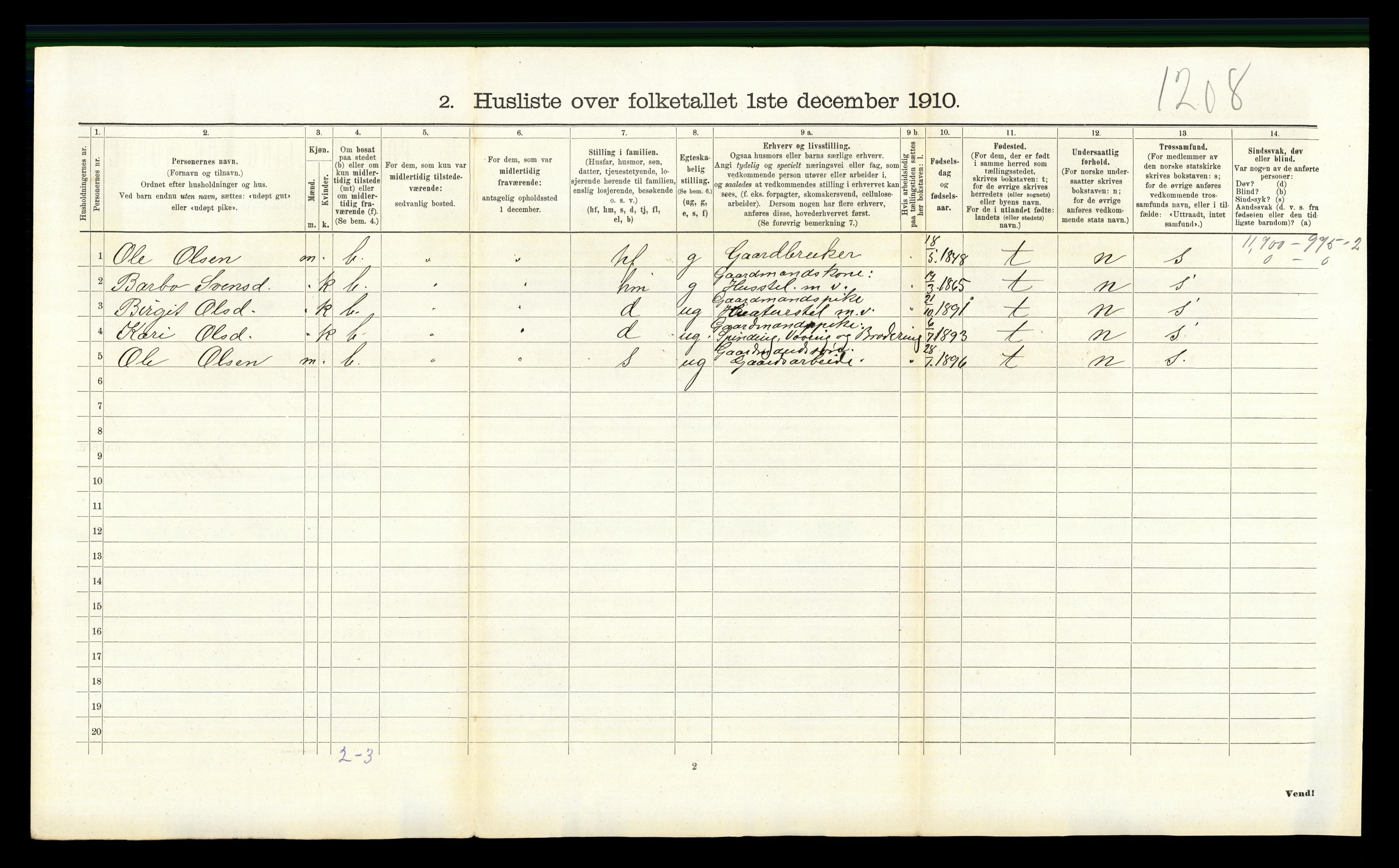 RA, Folketelling 1910 for 0618 Hemsedal herred, 1910, s. 477