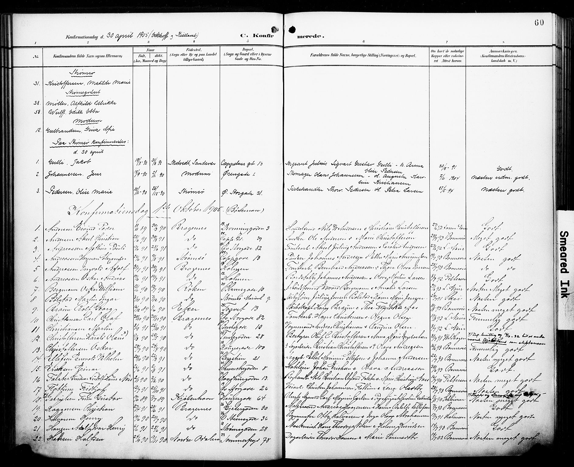 Bragernes kirkebøker, AV/SAKO-A-6/F/Fc/L0007: Ministerialbok nr. III 7, 1898-1909, s. 60