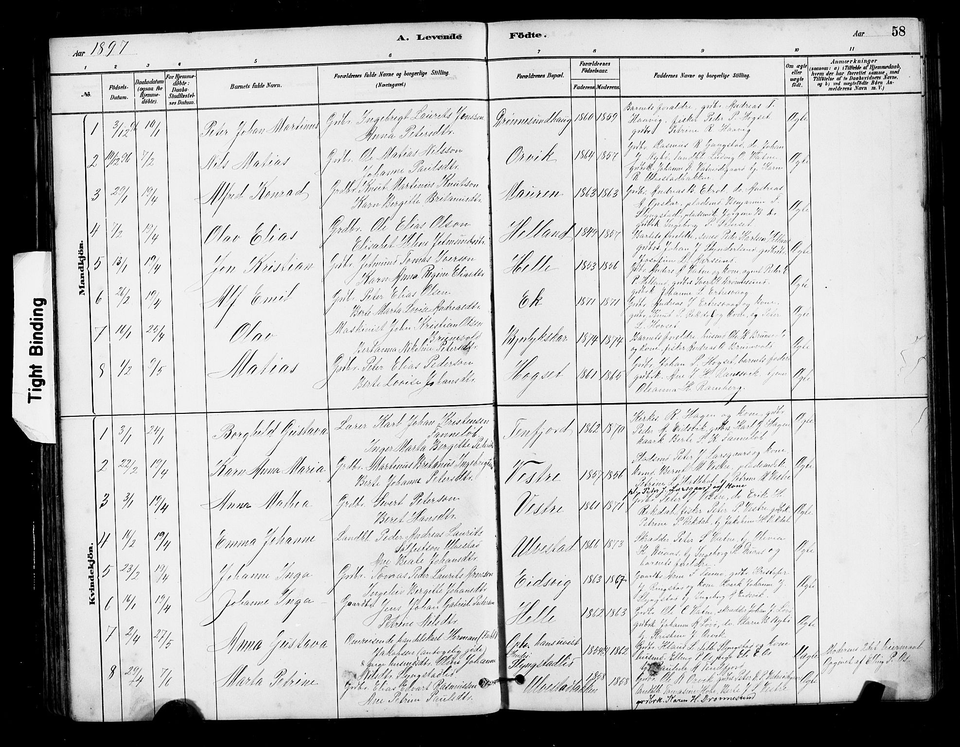 Ministerialprotokoller, klokkerbøker og fødselsregistre - Møre og Romsdal, SAT/A-1454/525/L0376: Klokkerbok nr. 525C02, 1880-1902, s. 58