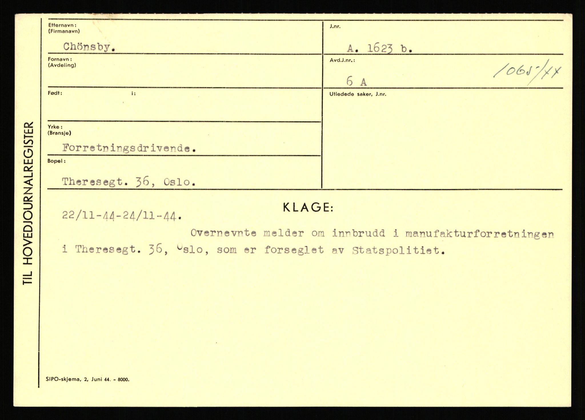 Statspolitiet - Hovedkontoret / Osloavdelingen, AV/RA-S-1329/C/Ca/L0003: Brechan - Eichinger	, 1943-1945, s. 2158