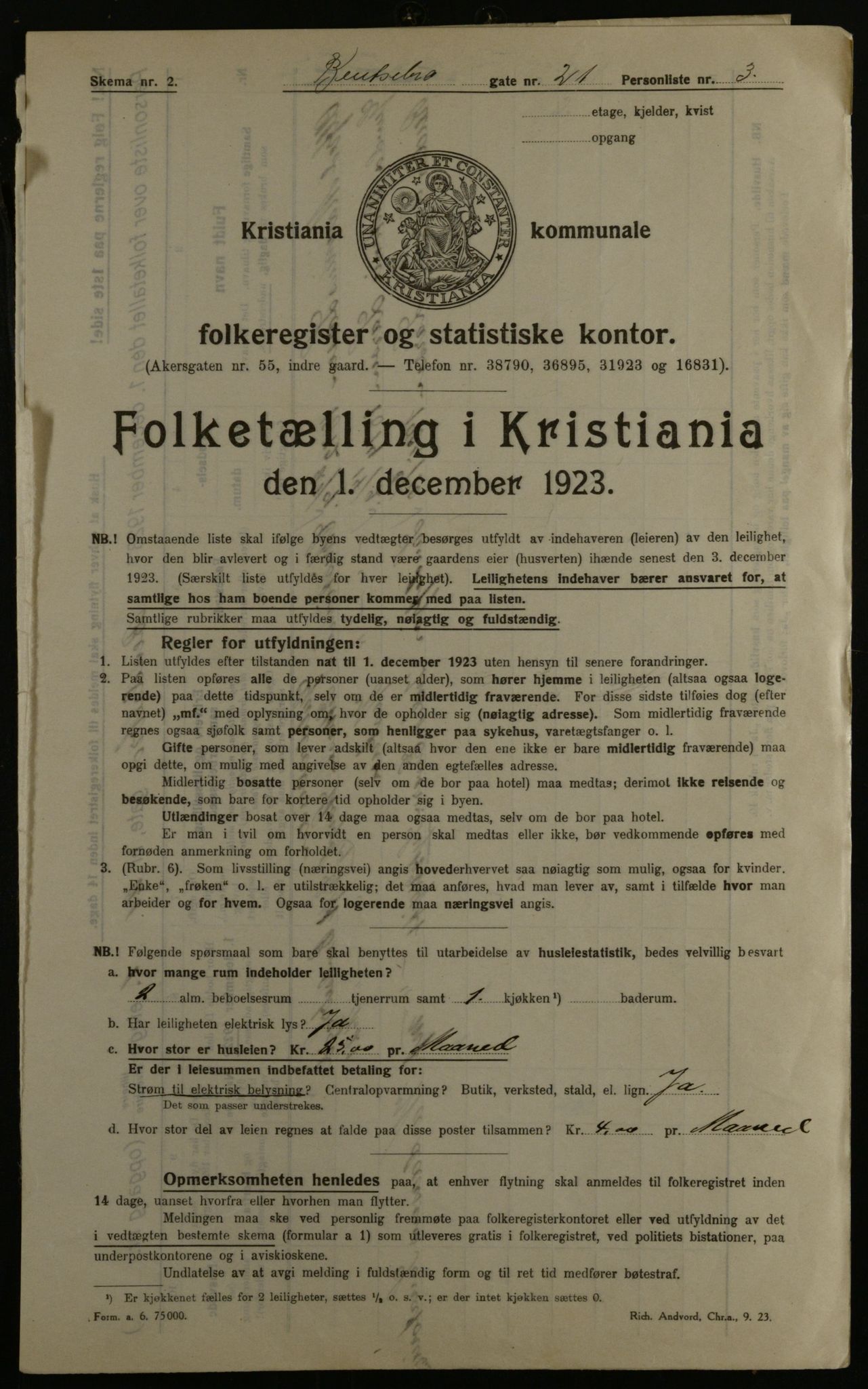 OBA, Kommunal folketelling 1.12.1923 for Kristiania, 1923, s. 4334