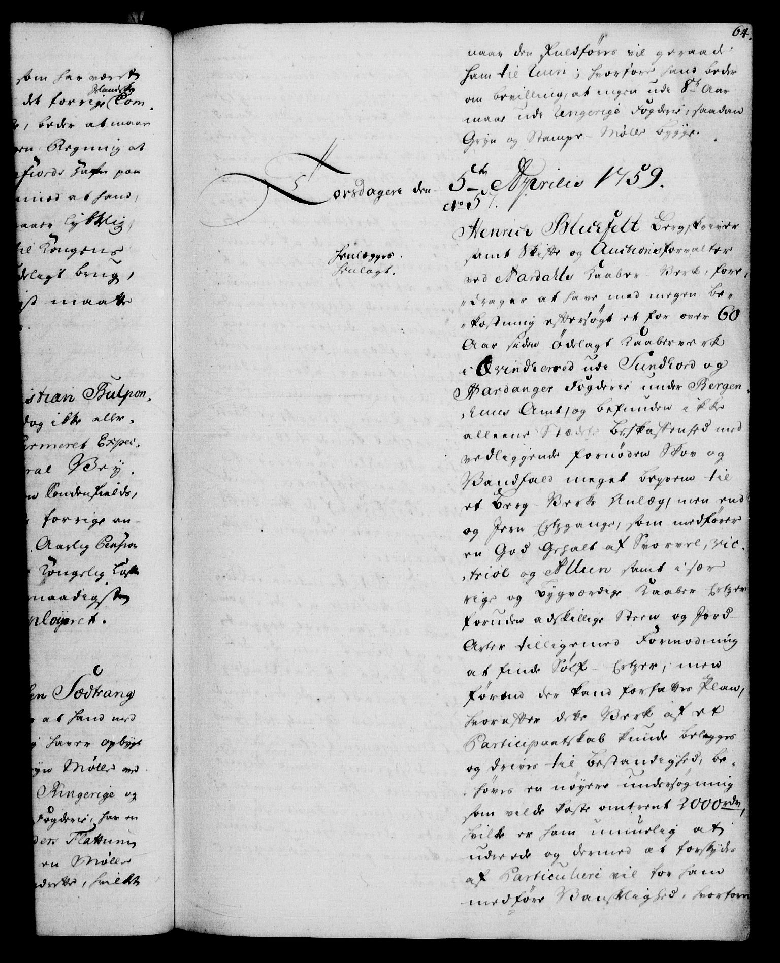 Rentekammeret, Kammerkanselliet, AV/RA-EA-3111/G/Gh/Gha/L0035: Norsk ekstraktmemorialprotokoll (merket RK 53.80), 1759-1771, s. 64