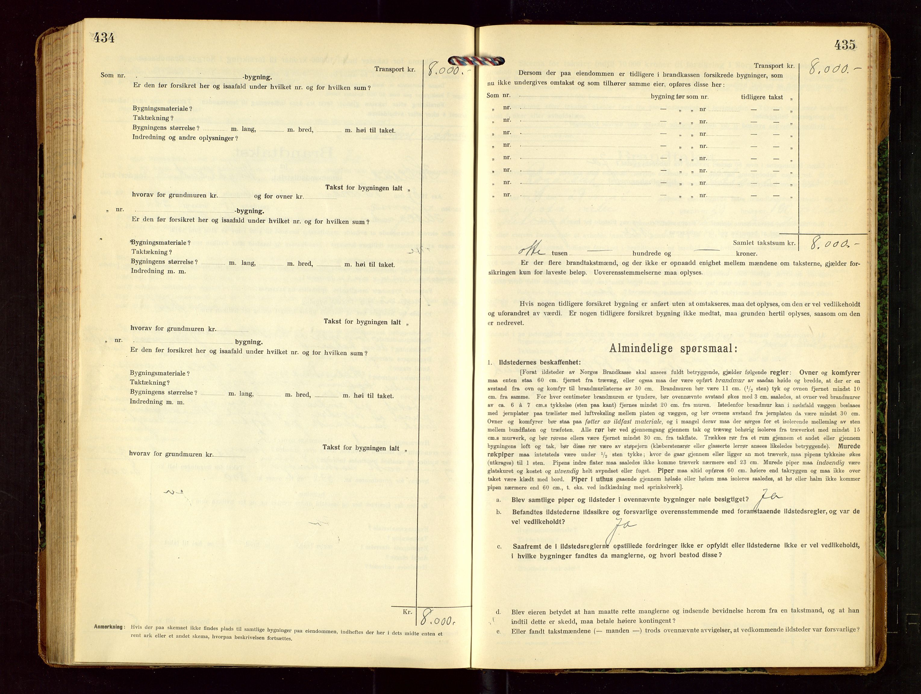 Hetland lensmannskontor, SAST/A-100101/Gob/L0002: "Brandtakstprotokol", 1918-1932, s. 434-435