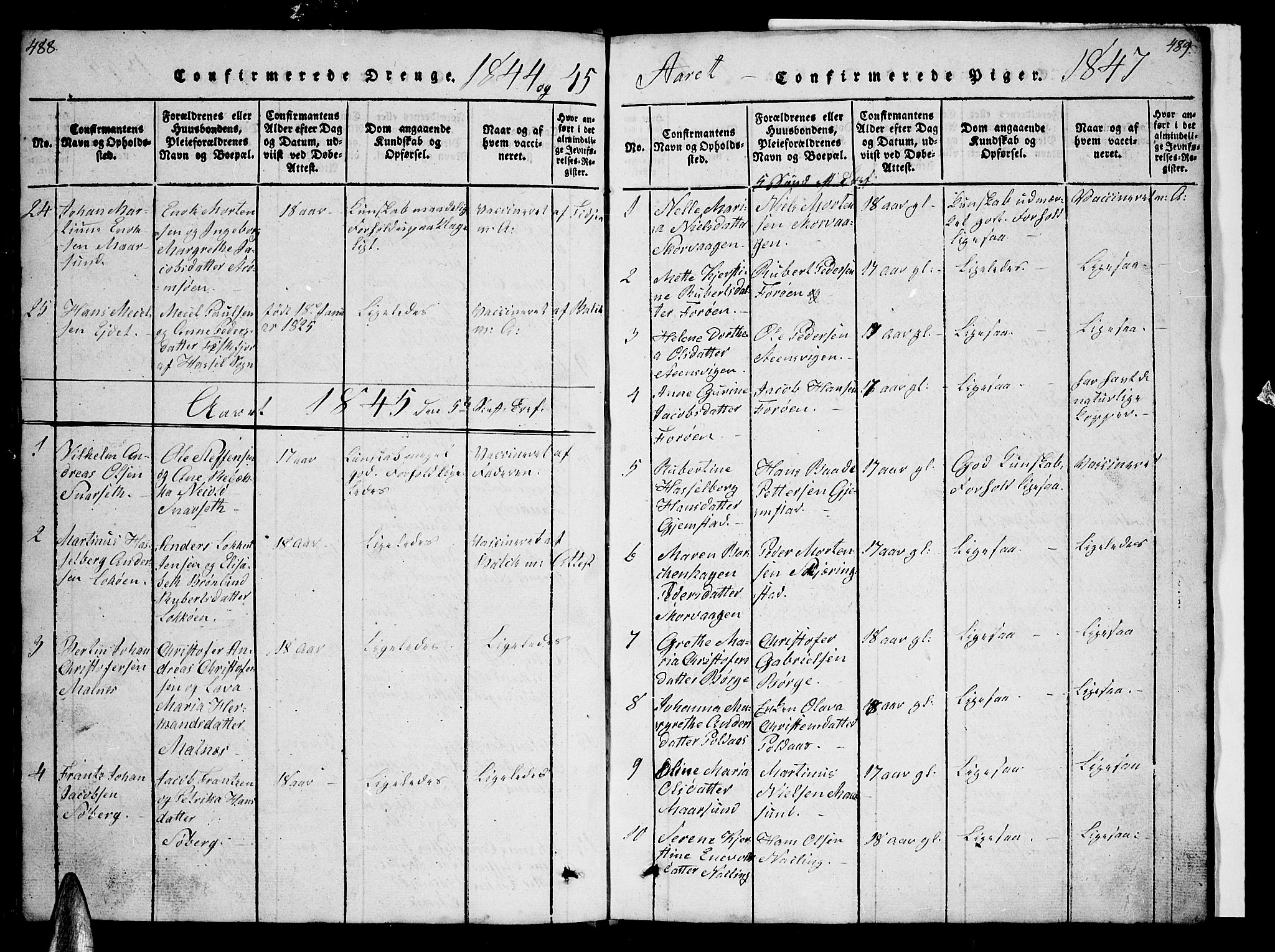 Ministerialprotokoller, klokkerbøker og fødselsregistre - Nordland, SAT/A-1459/891/L1312: Klokkerbok nr. 891C01, 1820-1856, s. 488-489