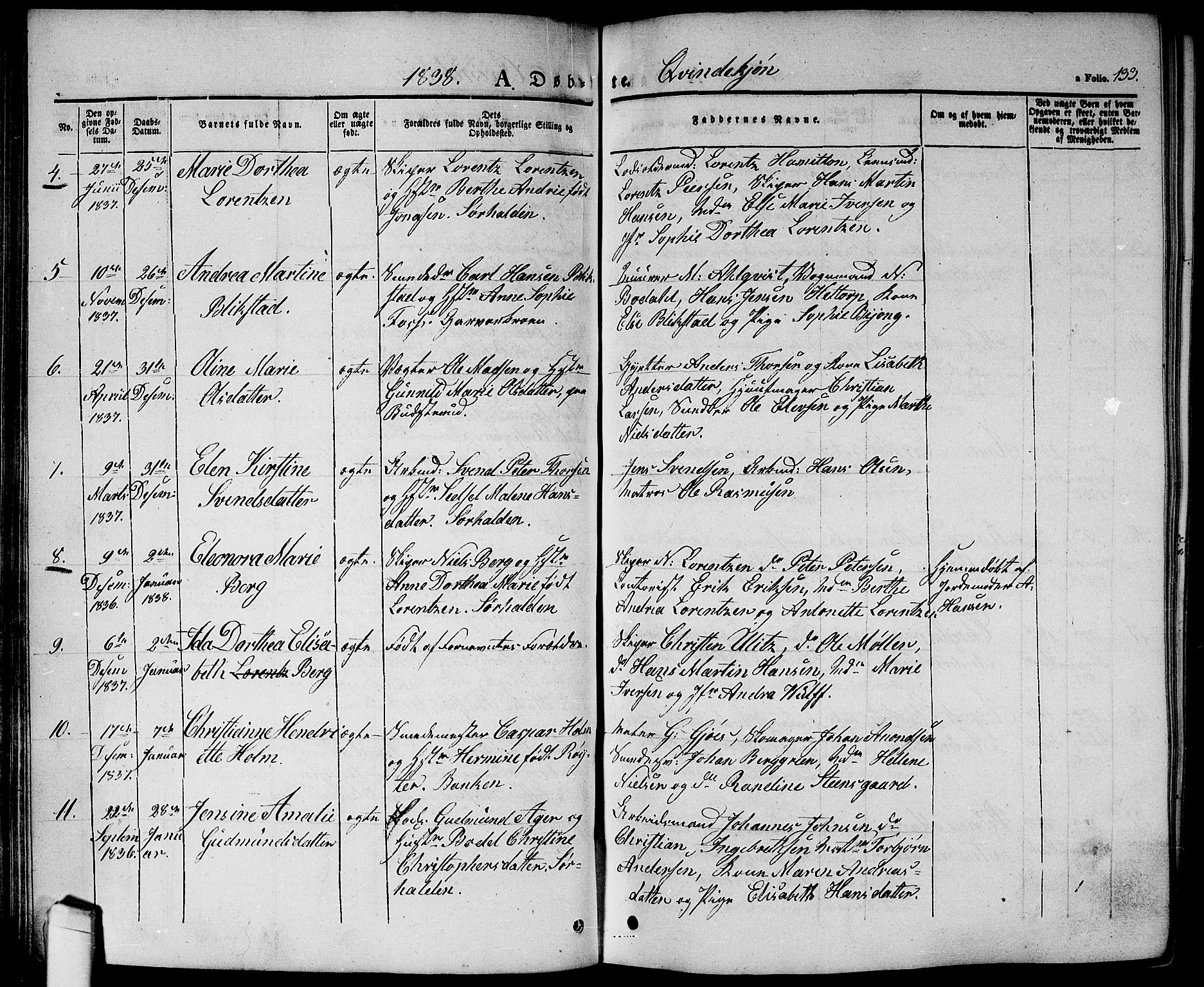Halden prestekontor Kirkebøker, AV/SAO-A-10909/G/Ga/L0003: Klokkerbok nr. 3, 1834-1844, s. 133