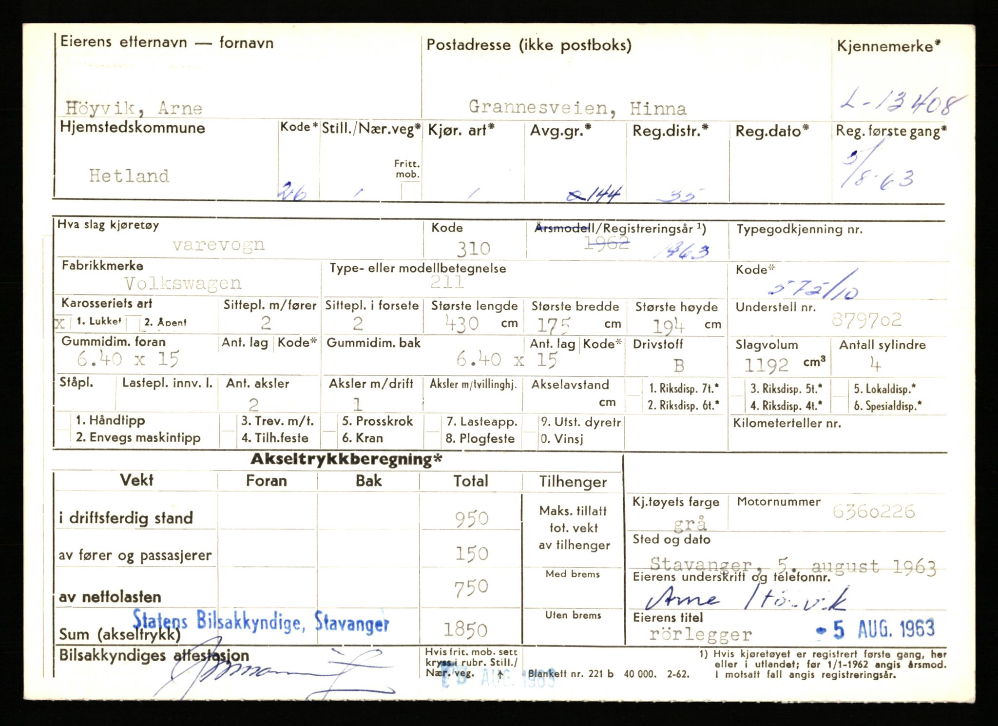 Stavanger trafikkstasjon, AV/SAST-A-101942/0/F/L0024: L-13000 - L-13499, 1930-1971, s. 1725