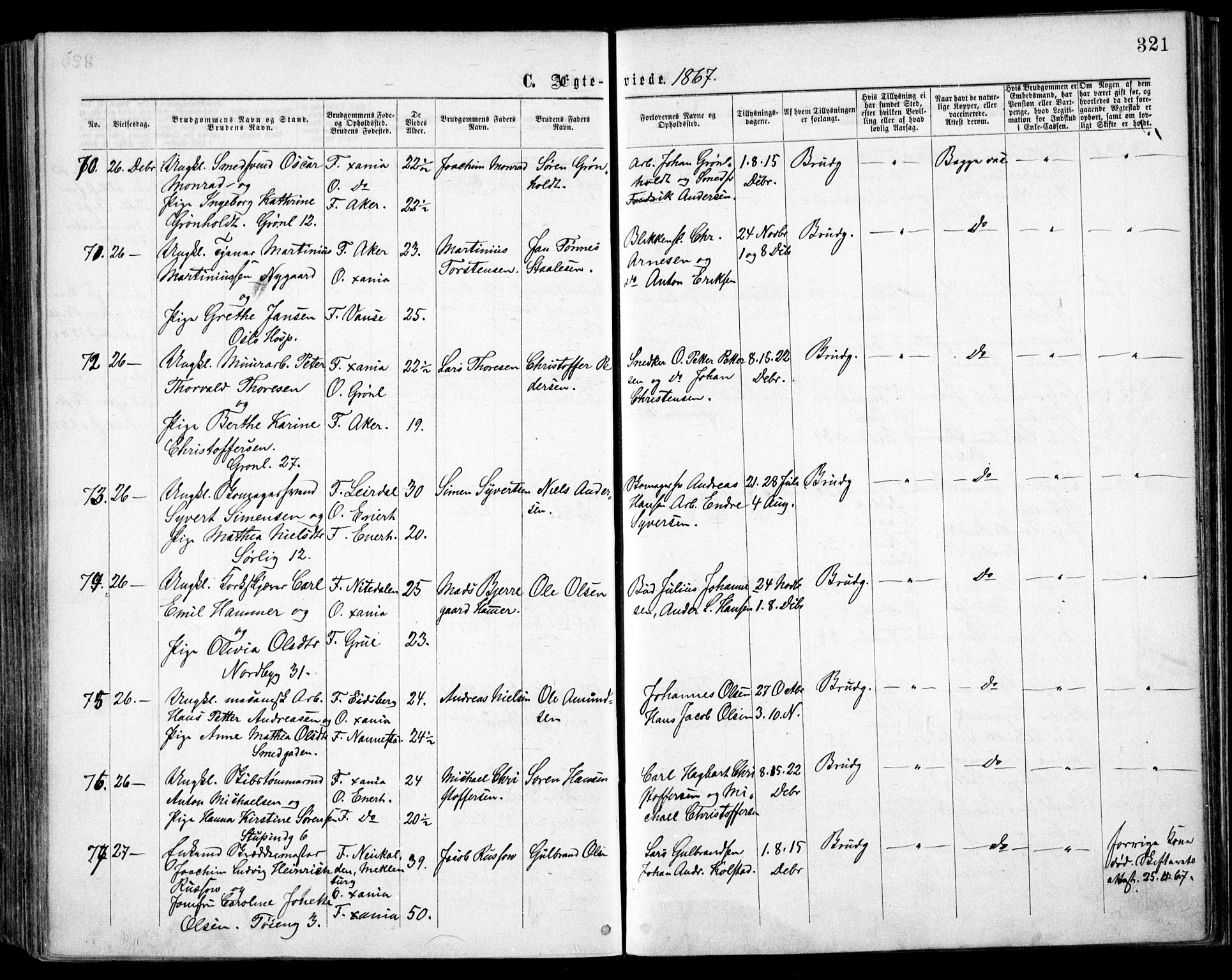 Grønland prestekontor Kirkebøker, AV/SAO-A-10848/F/Fa/L0003: Ministerialbok nr. 3, 1862-1868, s. 321