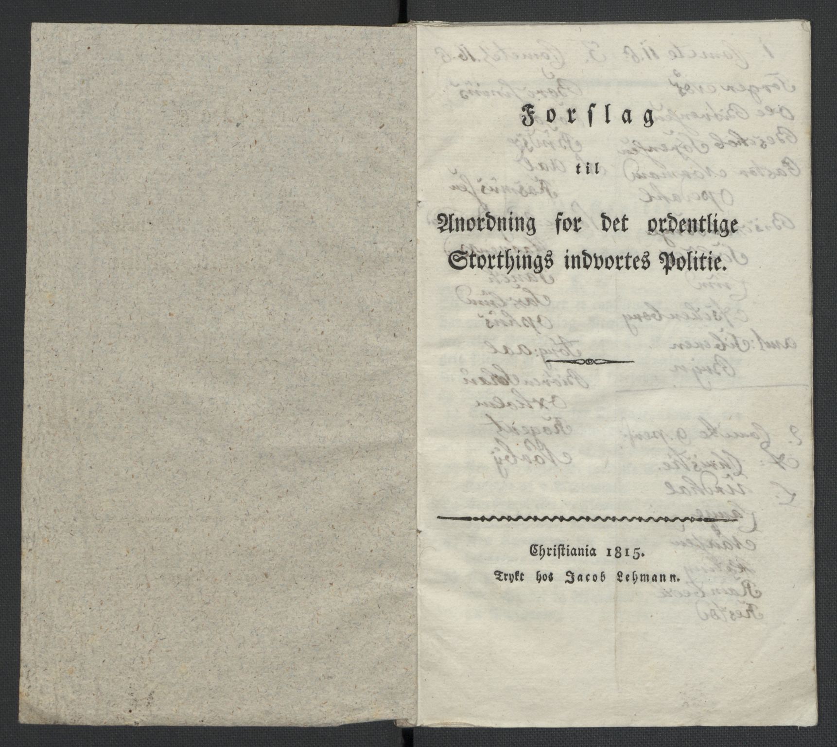 Christie, Wilhelm Frimann Koren, AV/RA-PA-0014/F/L0005: Christies dokumenter fra Stortinget, 1815-1816, s. 712