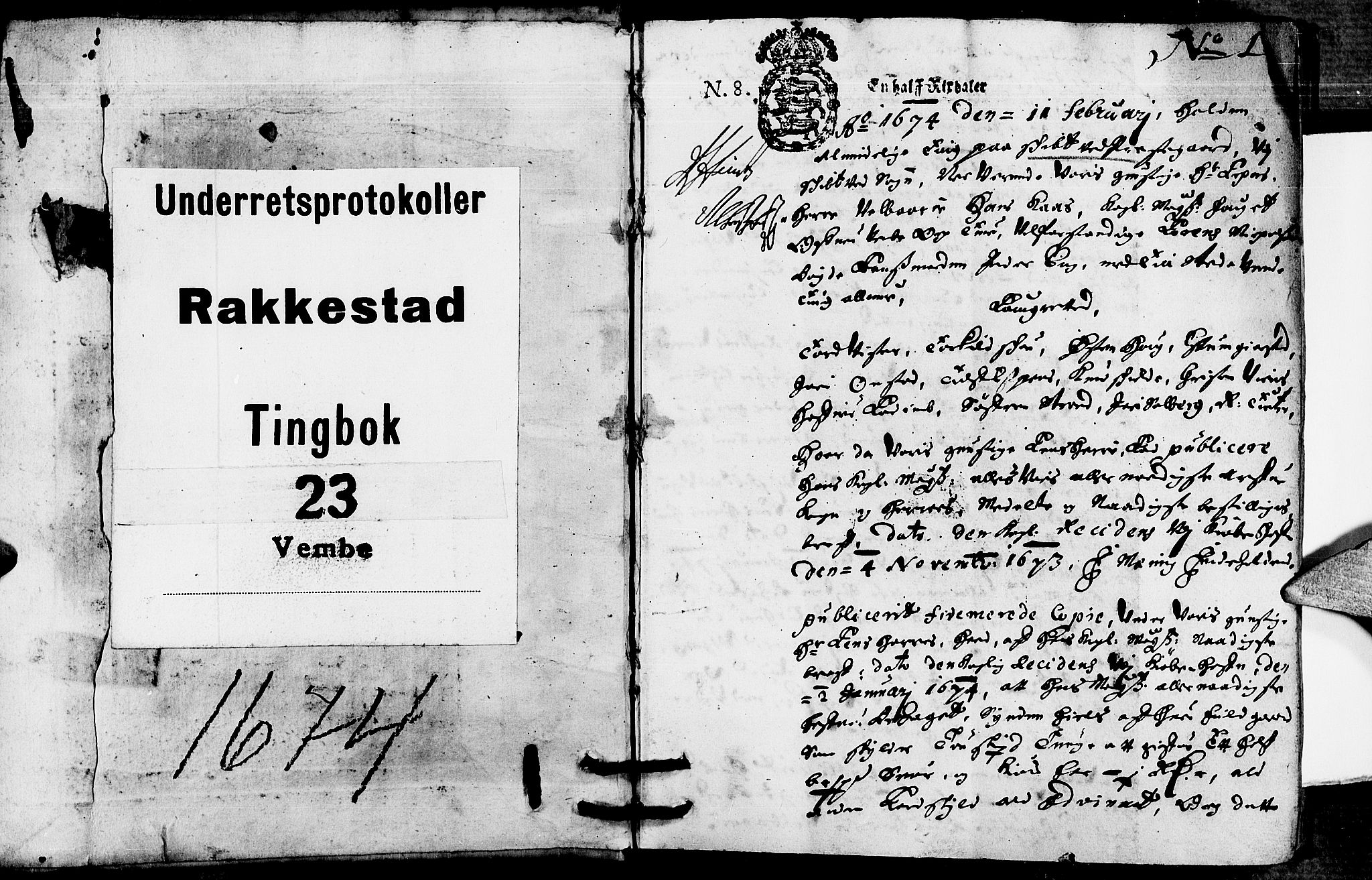 Rakkestad sorenskriveri, SAO/A-10686/F/Fb/L0023: Tingbøker, 1674-1675, s. 0b-1a