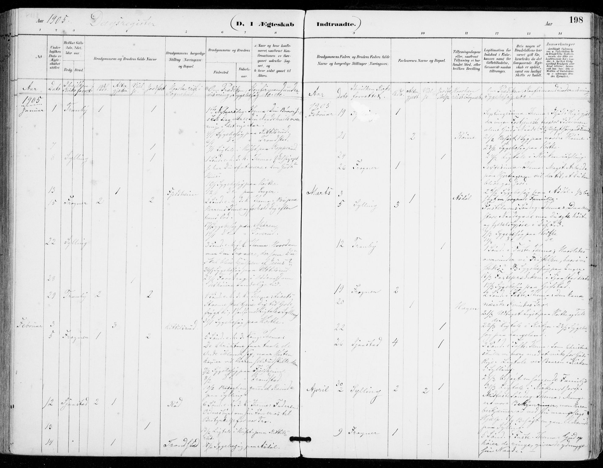 Sylling kirkebøker, AV/SAKO-A-247/F/Fa/L0001: Ministerialbok nr. 1, 1883-1910, s. 198
