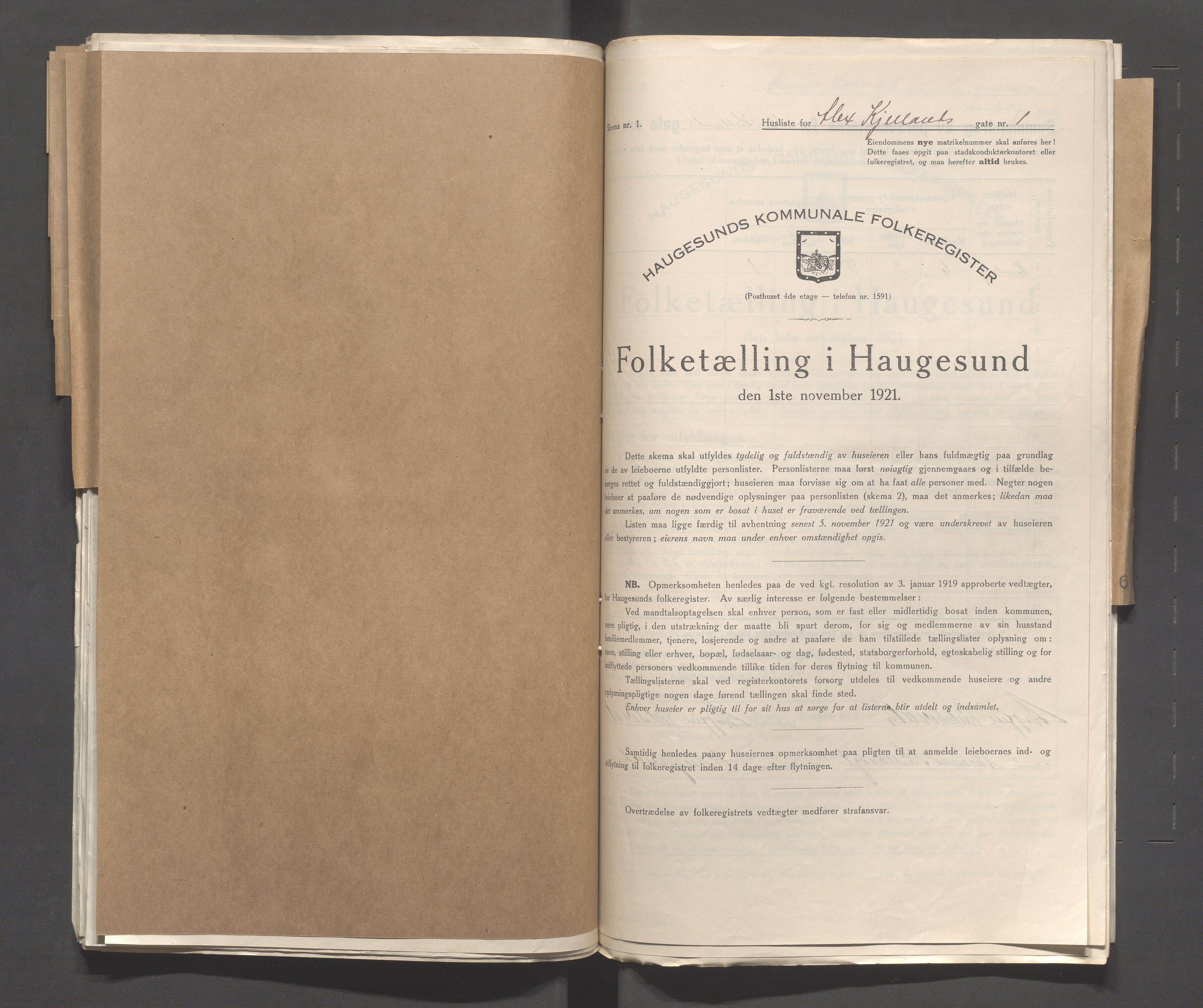 IKAR, Kommunal folketelling 1.11.1921 for Haugesund, 1921, s. 55