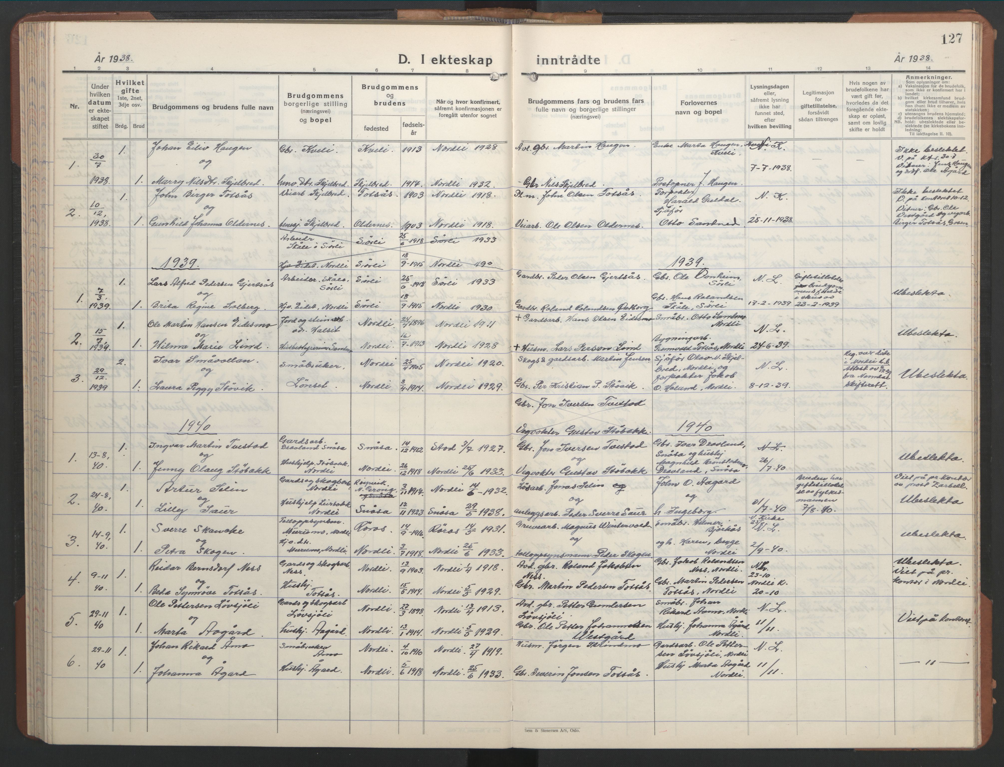 Ministerialprotokoller, klokkerbøker og fødselsregistre - Nord-Trøndelag, AV/SAT-A-1458/755/L0500: Klokkerbok nr. 755C01, 1920-1962, s. 127