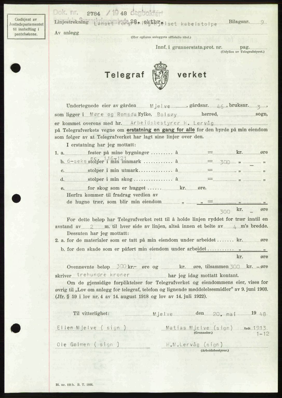 Romsdal sorenskriveri, SAT/A-4149/1/2/2C: Pantebok nr. A27, 1948-1948, Dagboknr: 2784/1948