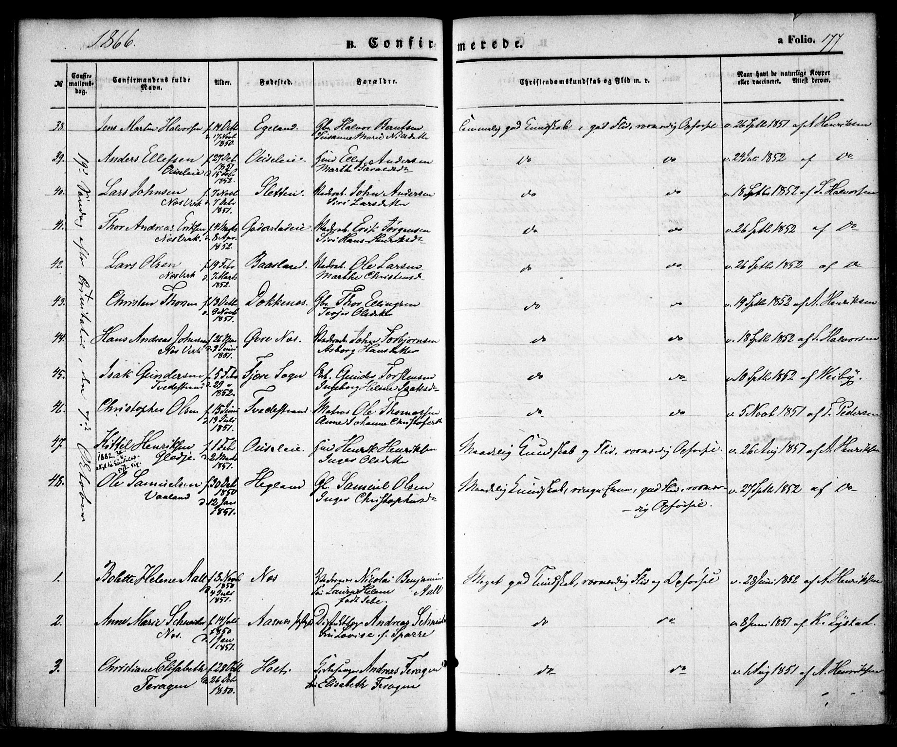 Holt sokneprestkontor, AV/SAK-1111-0021/F/Fa/L0009: Ministerialbok nr. A 9, 1861-1871, s. 177