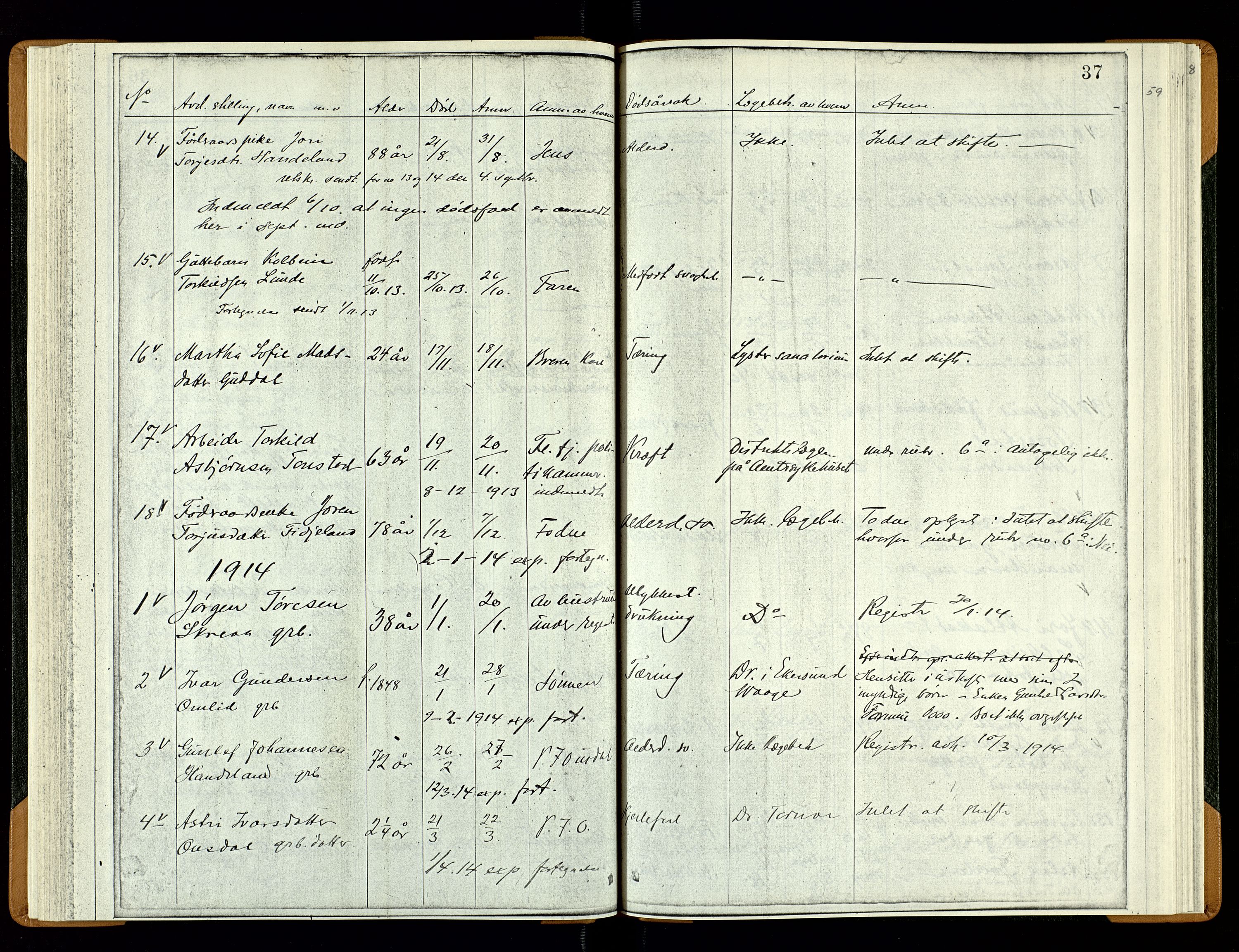 Sirdal lensmannskontor, AV/SAK-1241-0039/F/Fe/L0001: Fortegnelse anmeldte dødsfall nr 27a, 1863-1934, s. 59