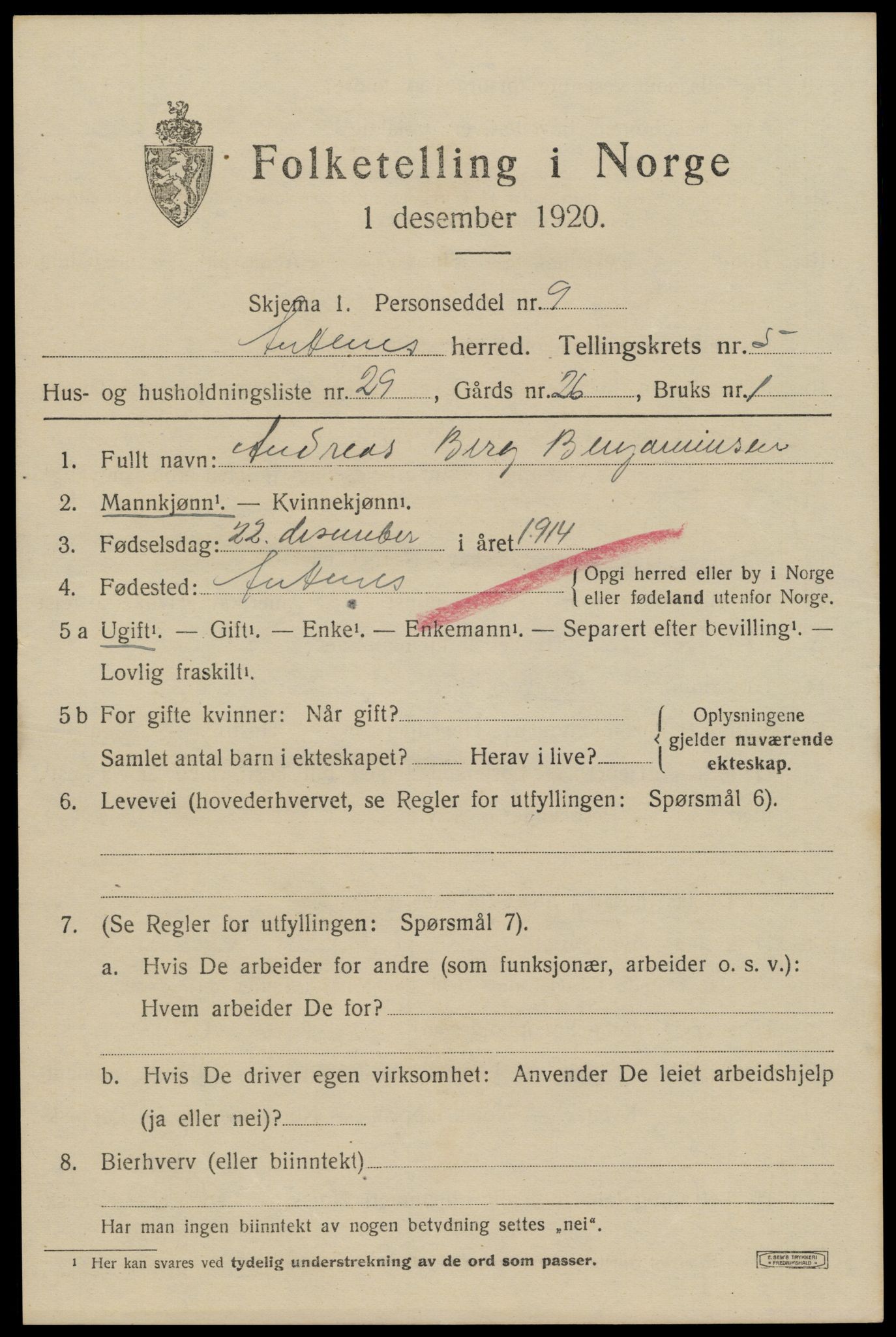 SAT, Folketelling 1920 for 1855 Ankenes herred, 1920, s. 3421