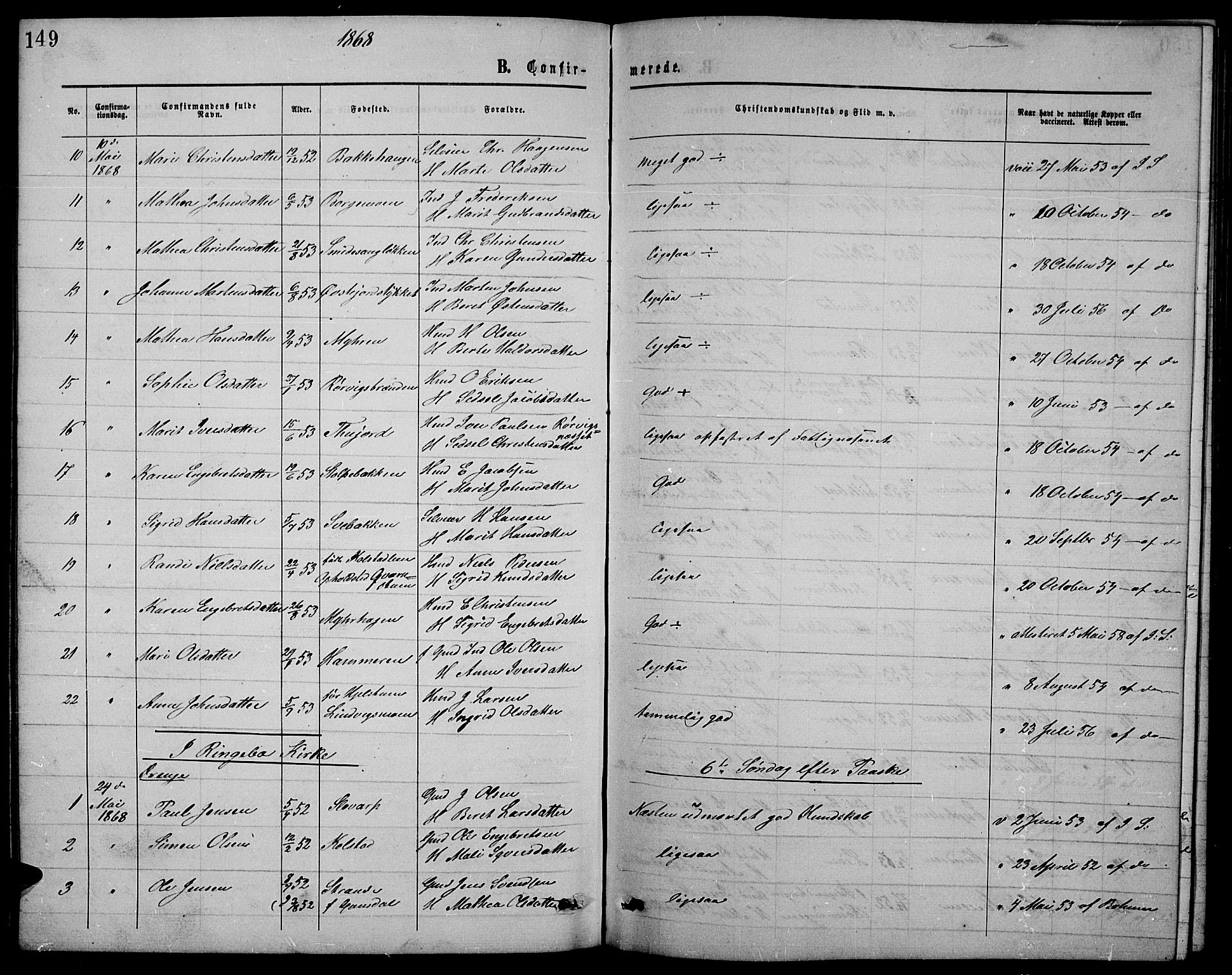 Ringebu prestekontor, AV/SAH-PREST-082/H/Ha/Hab/L0004: Klokkerbok nr. 4, 1867-1879, s. 149
