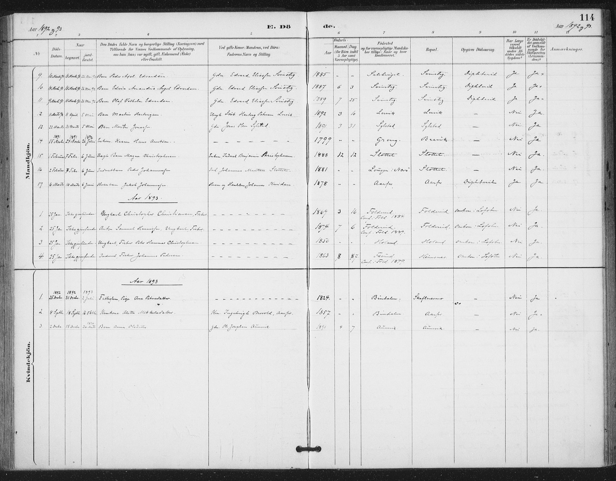 Ministerialprotokoller, klokkerbøker og fødselsregistre - Nord-Trøndelag, AV/SAT-A-1458/783/L0660: Ministerialbok nr. 783A02, 1886-1918, s. 114