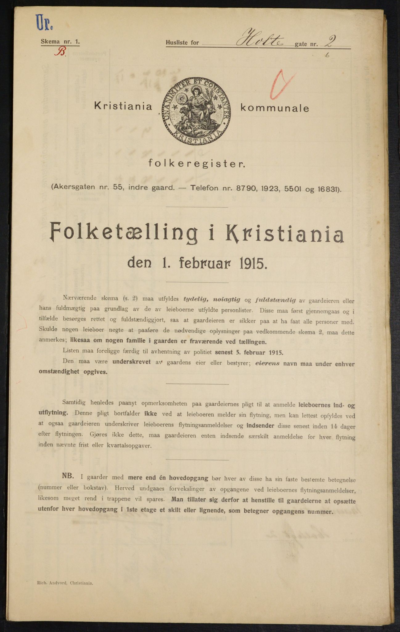 OBA, Kommunal folketelling 1.2.1915 for Kristiania, 1915, s. 40710