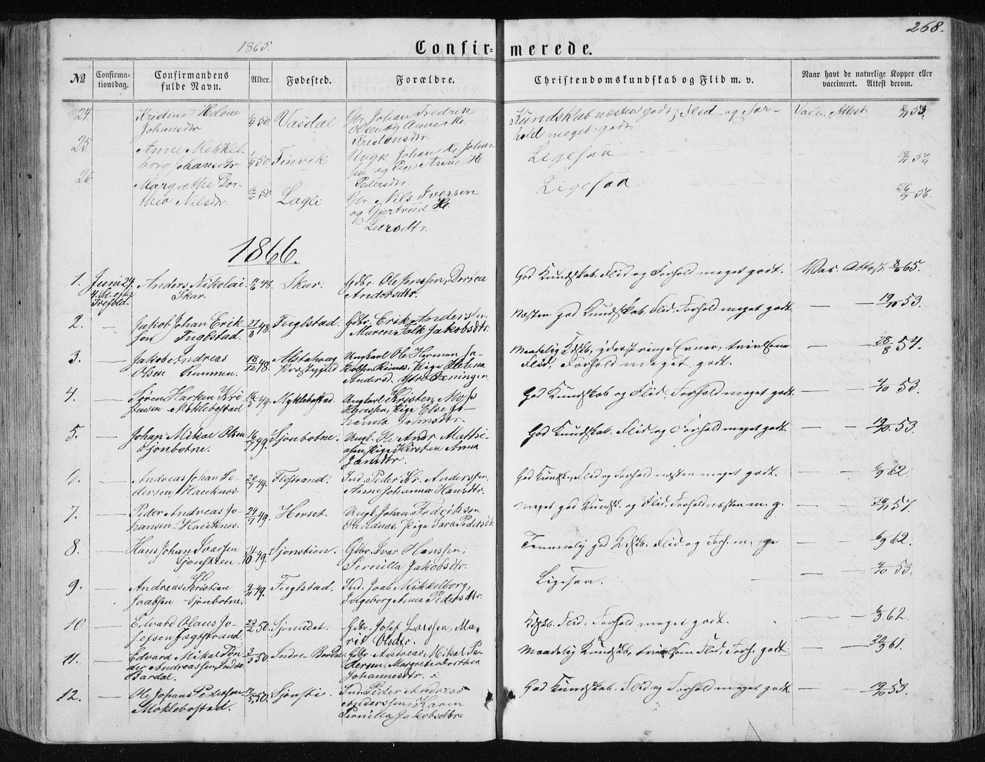 Ministerialprotokoller, klokkerbøker og fødselsregistre - Nordland, AV/SAT-A-1459/838/L0556: Klokkerbok nr. 838C03, 1861-1893, s. 268