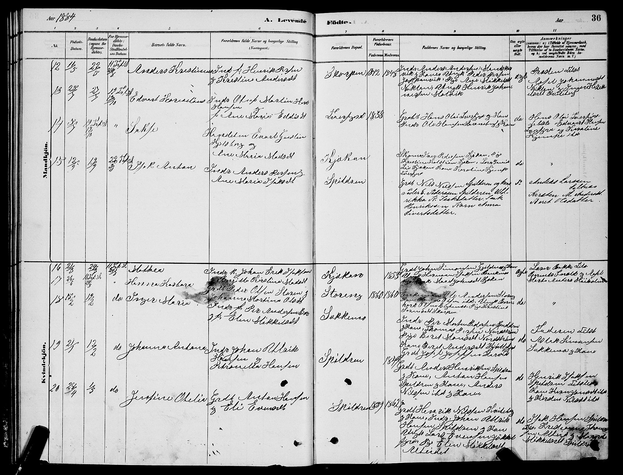 Skjervøy sokneprestkontor, AV/SATØ-S-1300/H/Ha/Hab/L0015klokker: Klokkerbok nr. 15, 1878-1890, s. 36