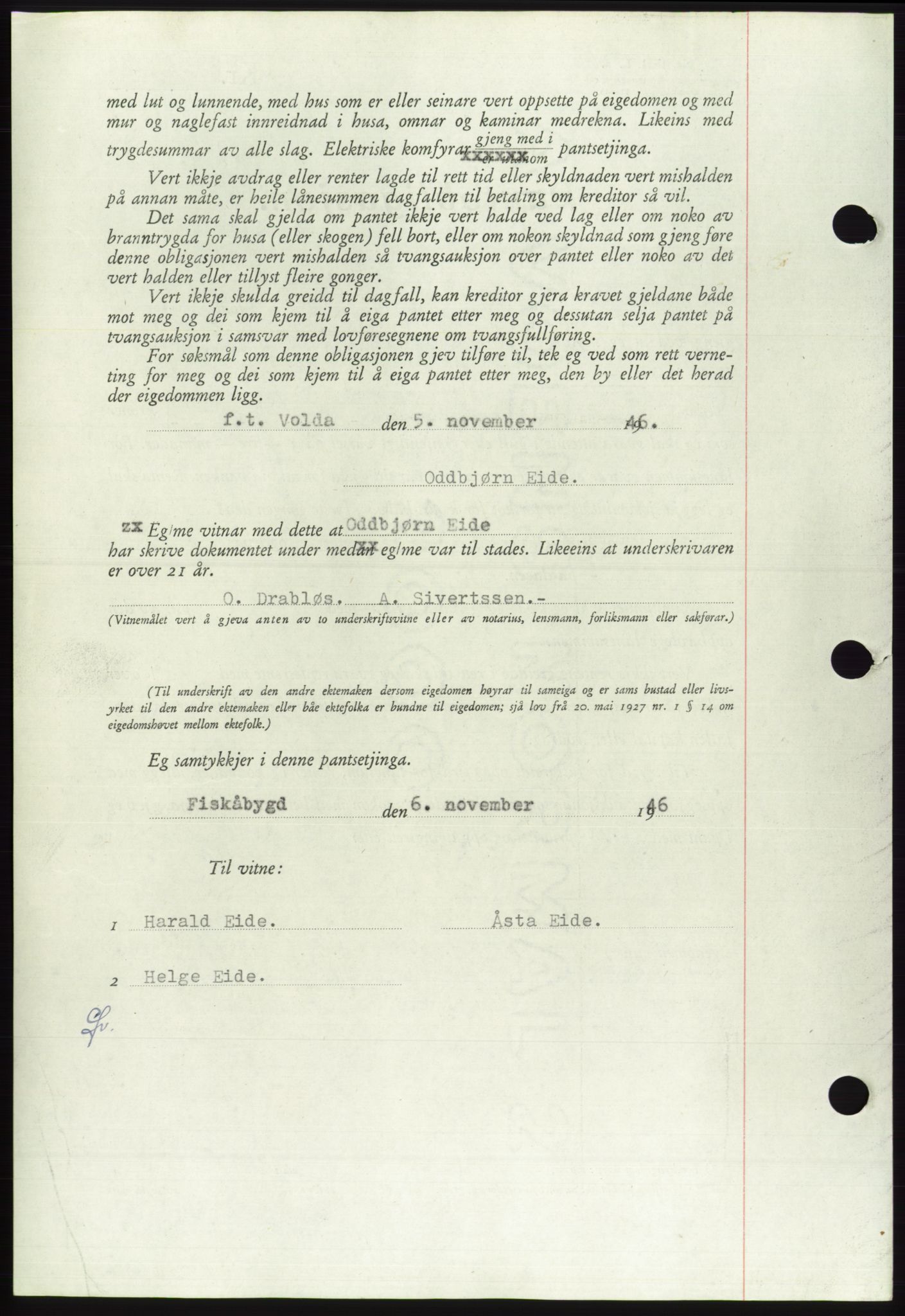 Søre Sunnmøre sorenskriveri, AV/SAT-A-4122/1/2/2C/L0114: Pantebok nr. 1-2B, 1943-1947, Dagboknr: 1520/1946