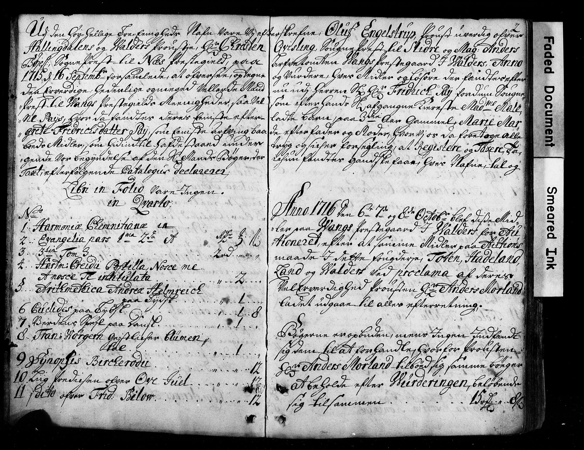 Valdres og Hallingdal prosti, SAH/PROST-012/G/Ga/L0001: Skifteprotokoll, geistlige skifter, 1716-1736, s. 1b-2a
