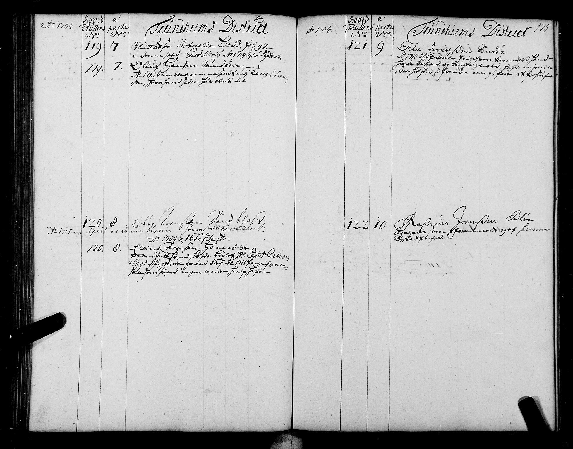 Sjøinnrulleringen - Trondhjemske distrikt, AV/SAT-A-5121/01/L0004: Ruller over sjøfolk i Trondhjem by, 1704-1710, s. 175
