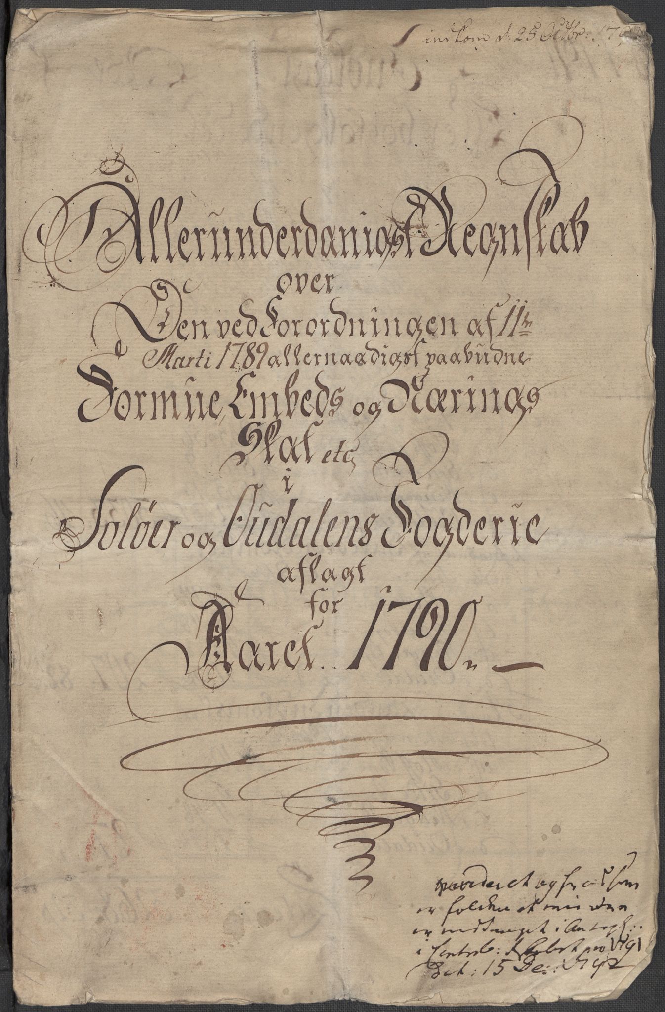 Rentekammeret inntil 1814, Reviderte regnskaper, Mindre regnskaper, AV/RA-EA-4068/Rf/Rfe/L0043: Skien, Solør og Odalen fogderi, 1789, s. 364