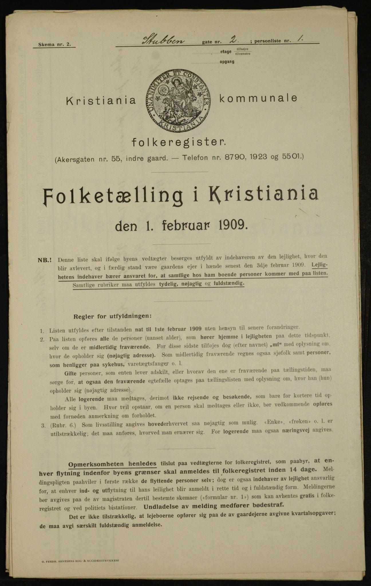 OBA, Kommunal folketelling 1.2.1909 for Kristiania kjøpstad, 1909, s. 94496