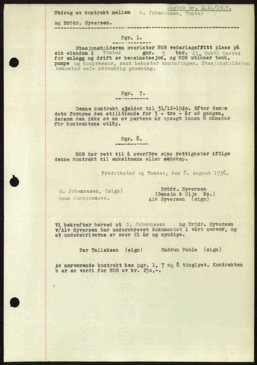 Moss sorenskriveri, SAO/A-10168: Pantebok nr. A17, 1947-1947, Dagboknr: 1414/1947