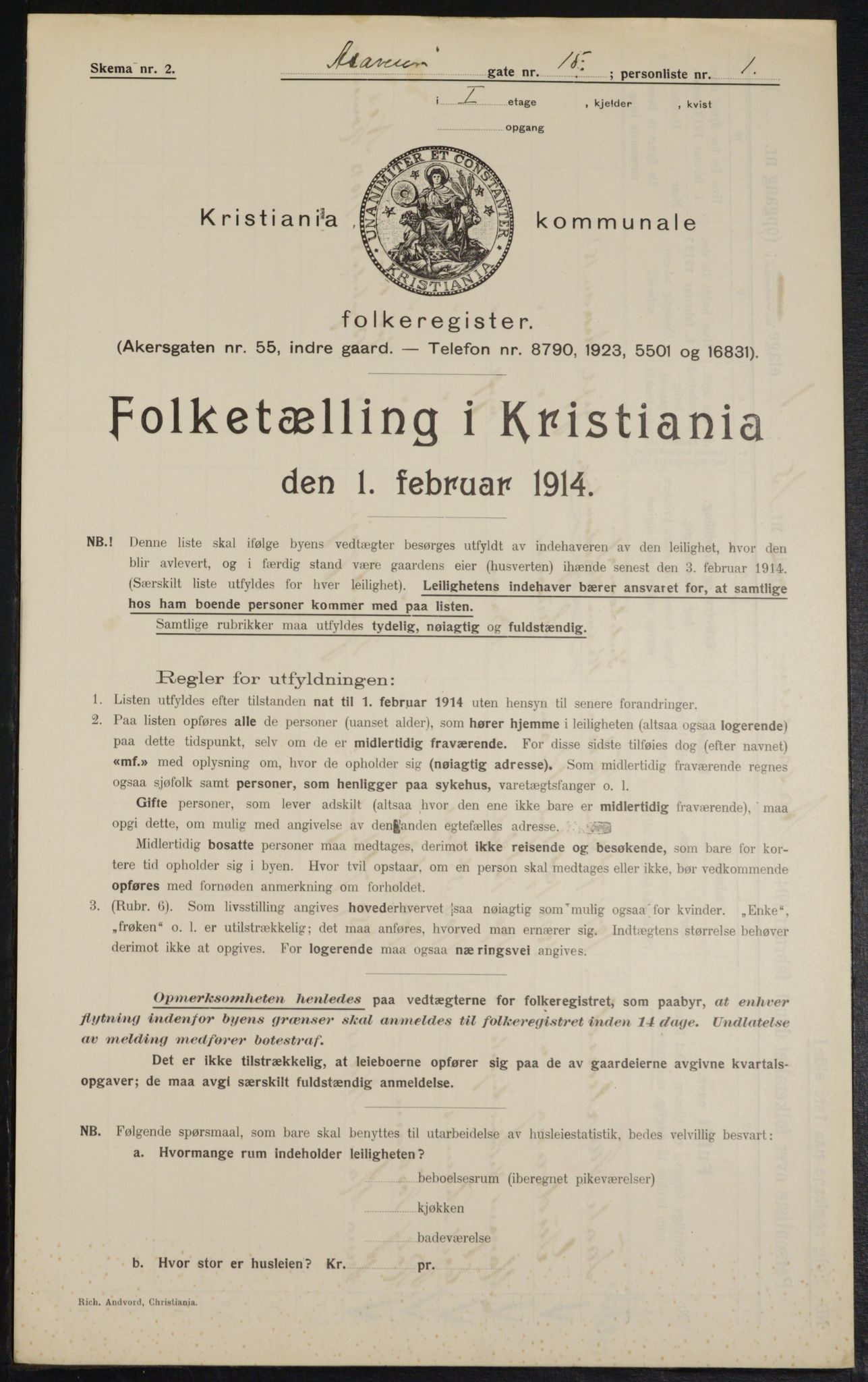 OBA, Kommunal folketelling 1.2.1914 for Kristiania, 1914, s. 132082