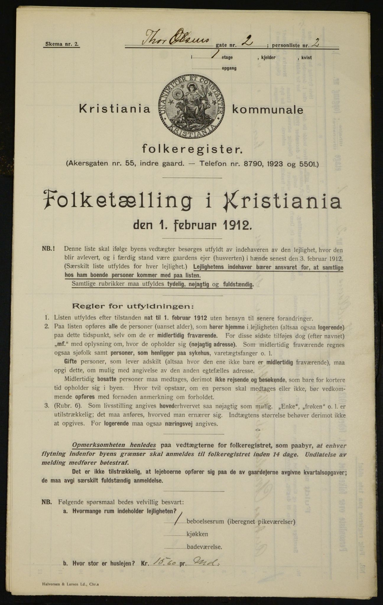 OBA, Kommunal folketelling 1.2.1912 for Kristiania, 1912, s. 109255