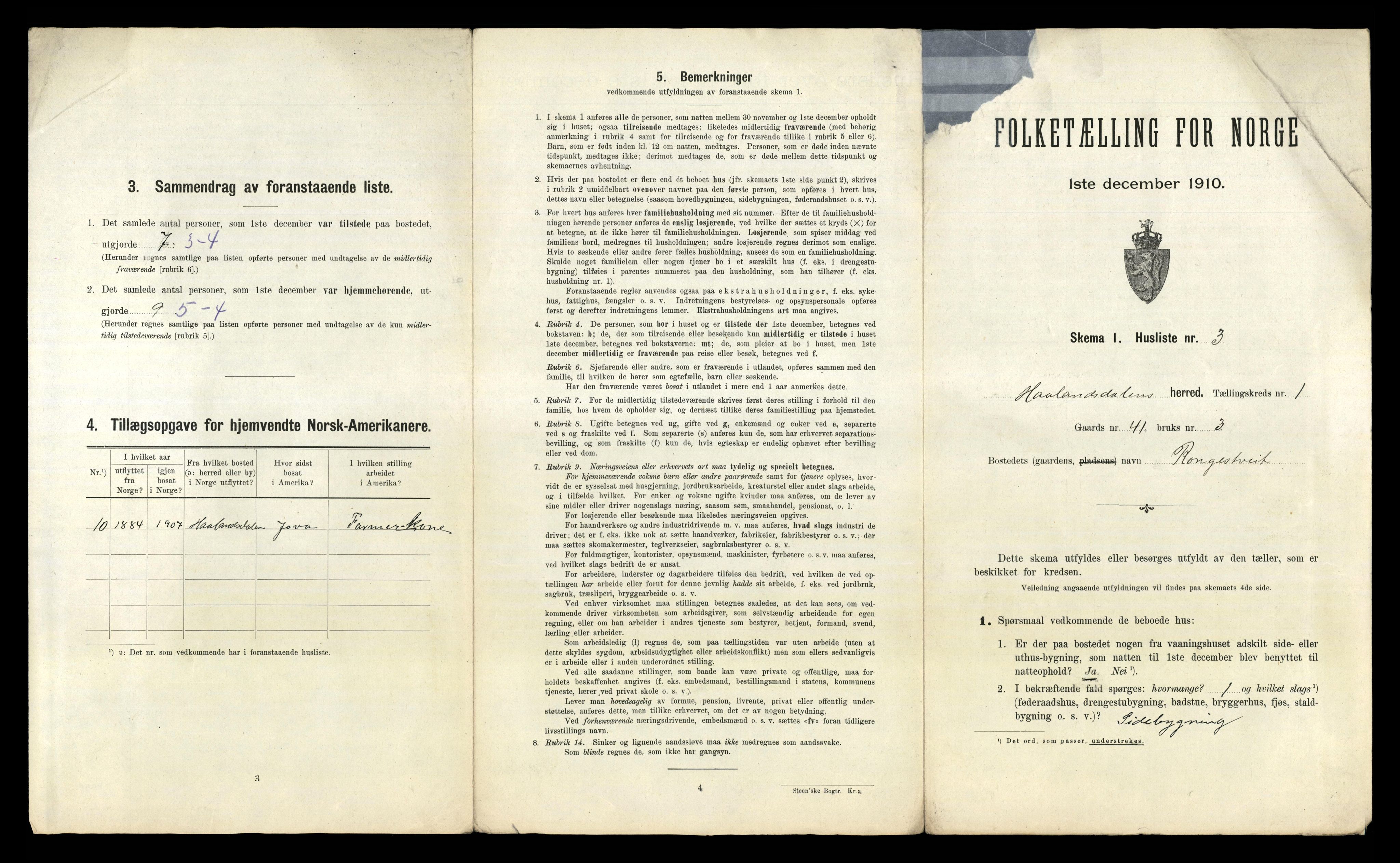 RA, Folketelling 1910 for 1239 Hålandsdal herred, 1910, s. 24