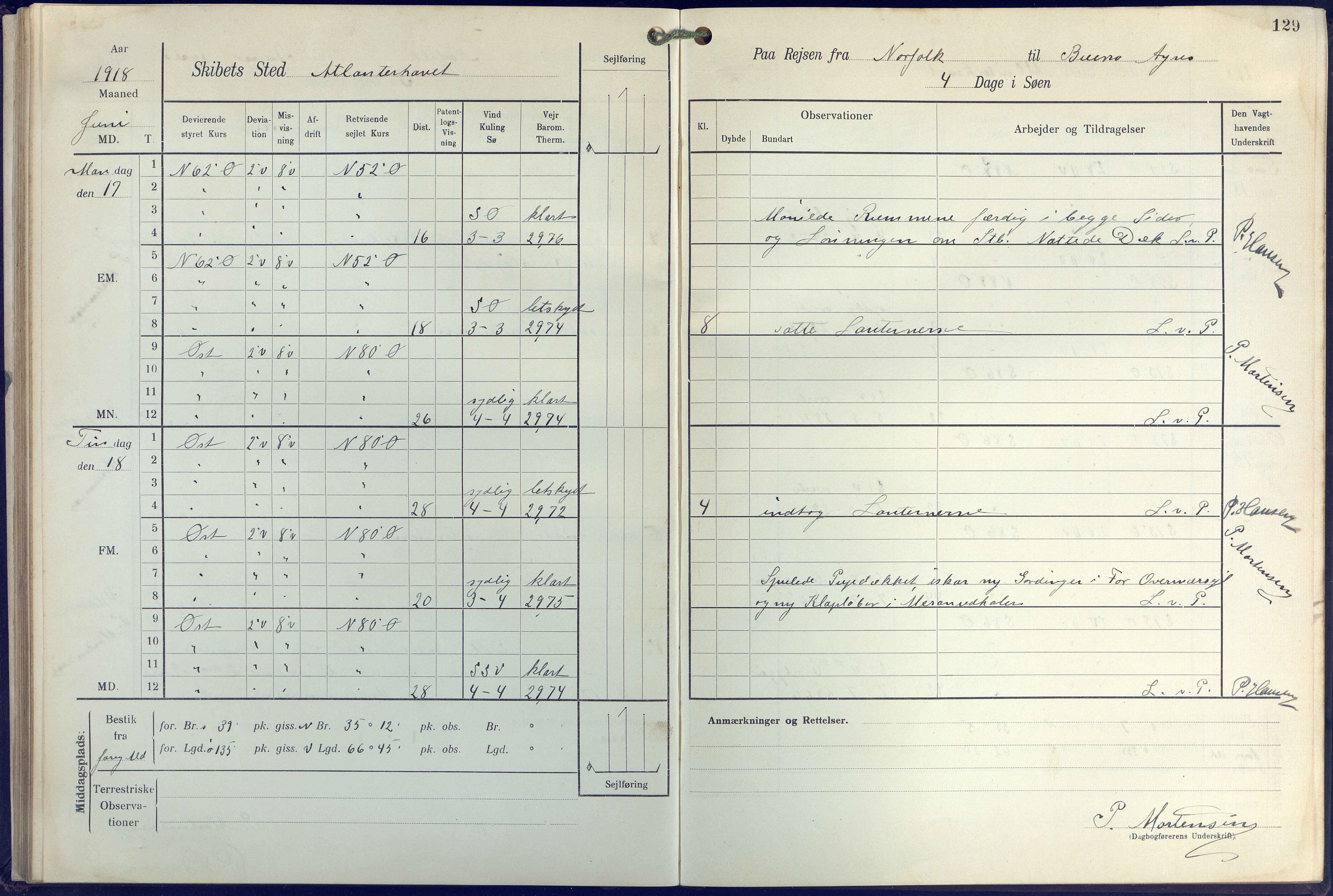 Fartøysarkivet, AAKS/PA-1934/F/L0271: Pehr Ugland (bark), 1917-1919, s. 129