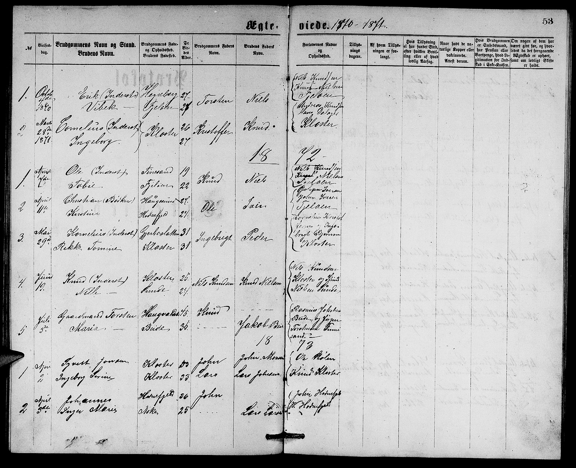 Rennesøy sokneprestkontor, SAST/A -101827/H/Ha/Hab/L0004: Klokkerbok nr. B 4, 1870-1889, s. 53