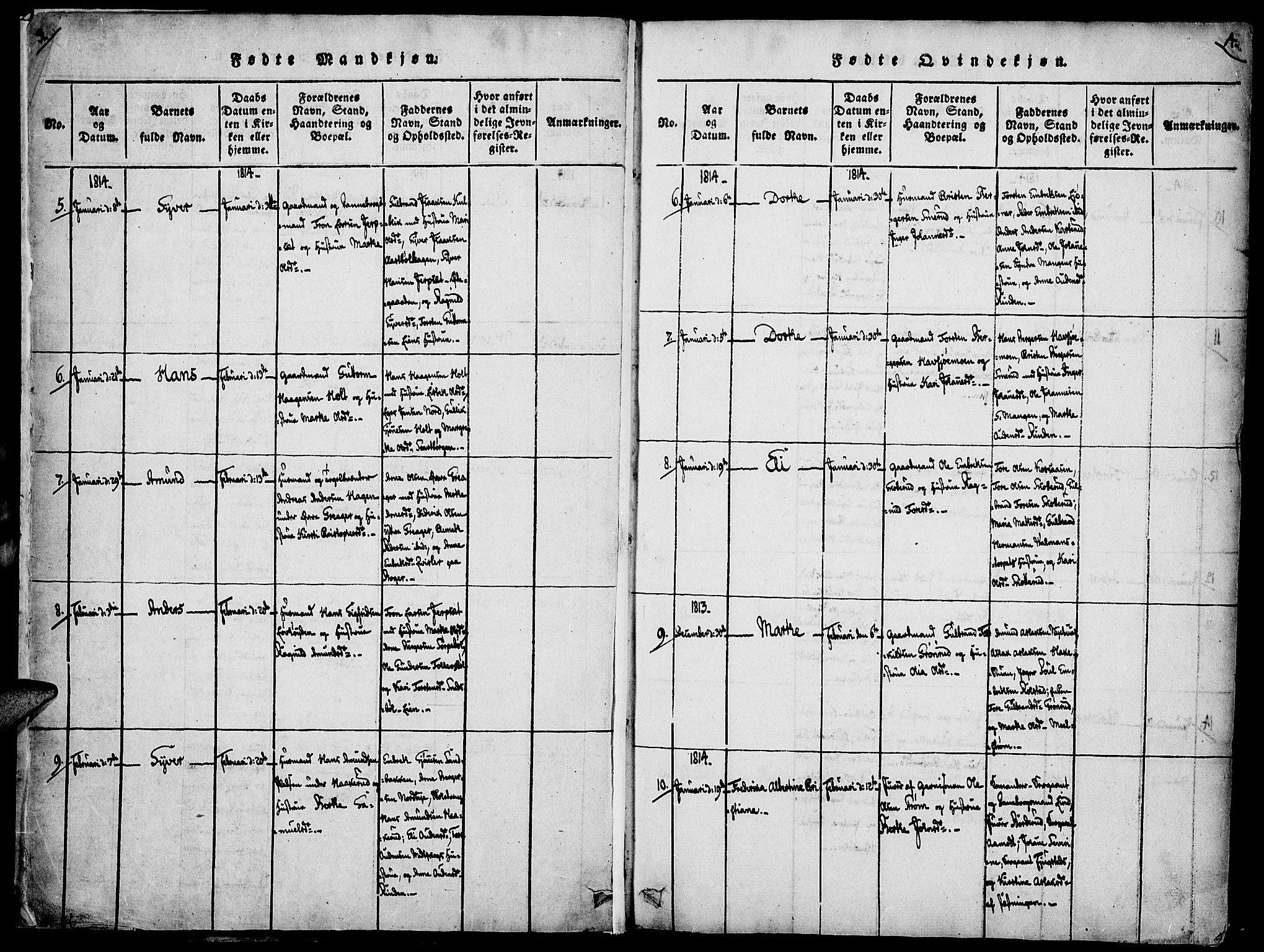 Vinger prestekontor, AV/SAH-PREST-024/H/Ha/Haa/L0006: Ministerialbok nr. 6, 1814-1825, s. 3-4