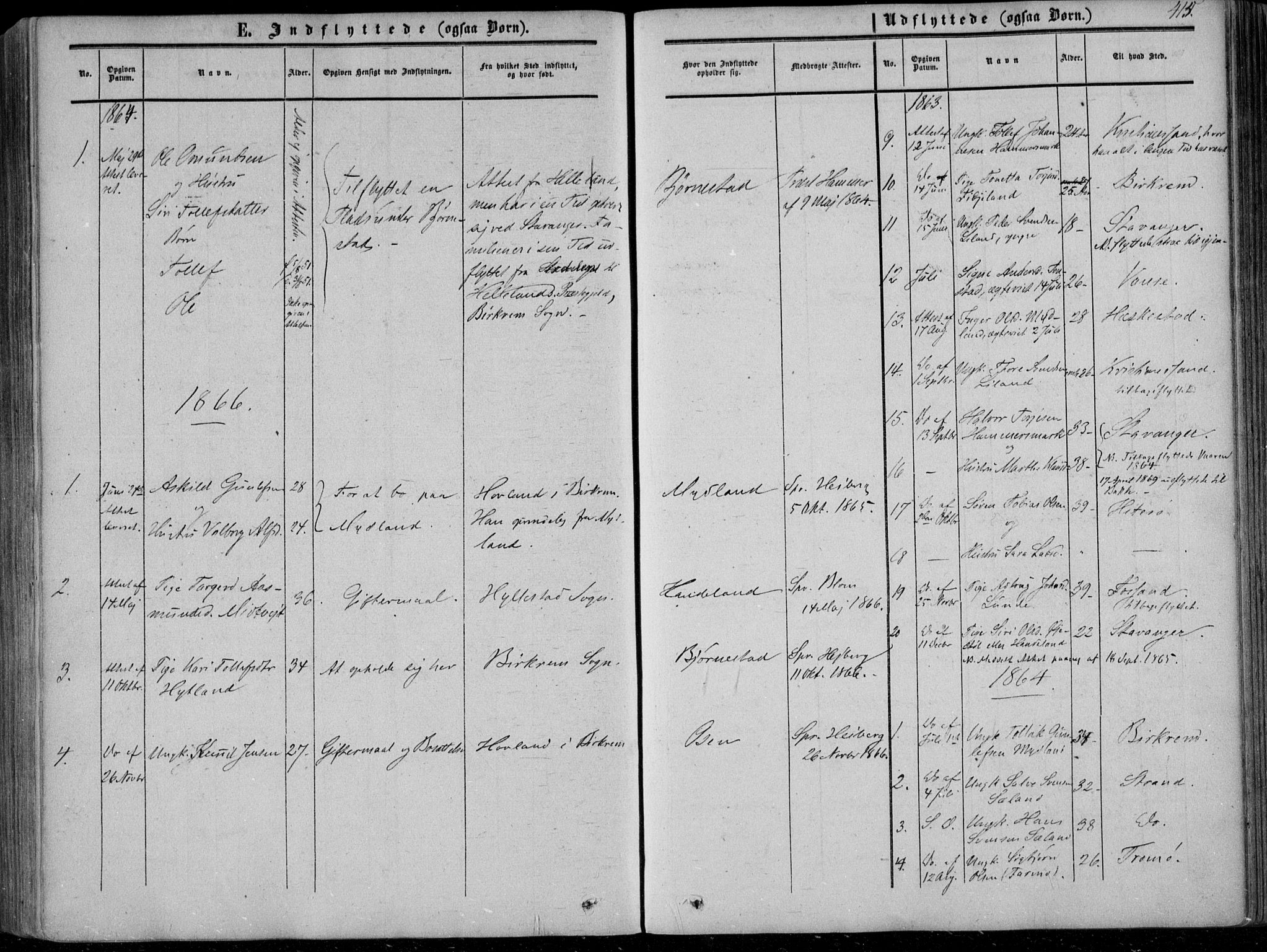 Sirdal sokneprestkontor, SAK/1111-0036/F/Fa/Fab/L0002: Ministerialbok nr. A 2, 1855-1874, s. 415