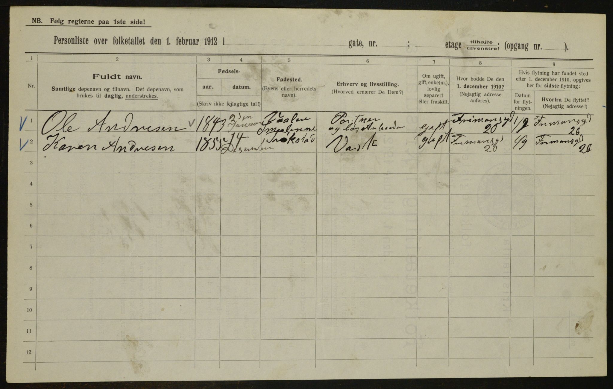 OBA, Kommunal folketelling 1.2.1912 for Kristiania, 1912, s. 26919