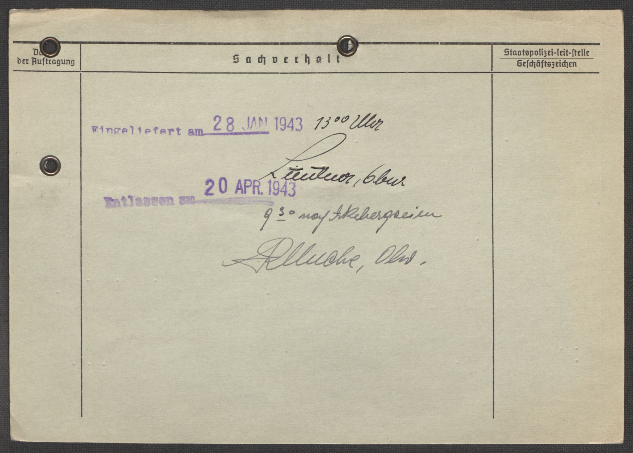 Befehlshaber der Sicherheitspolizei und des SD, AV/RA-RAFA-5969/E/Ea/Eaa/L0007: Register over norske fanger i Møllergata 19: Lundb-N, 1940-1945, s. 1607