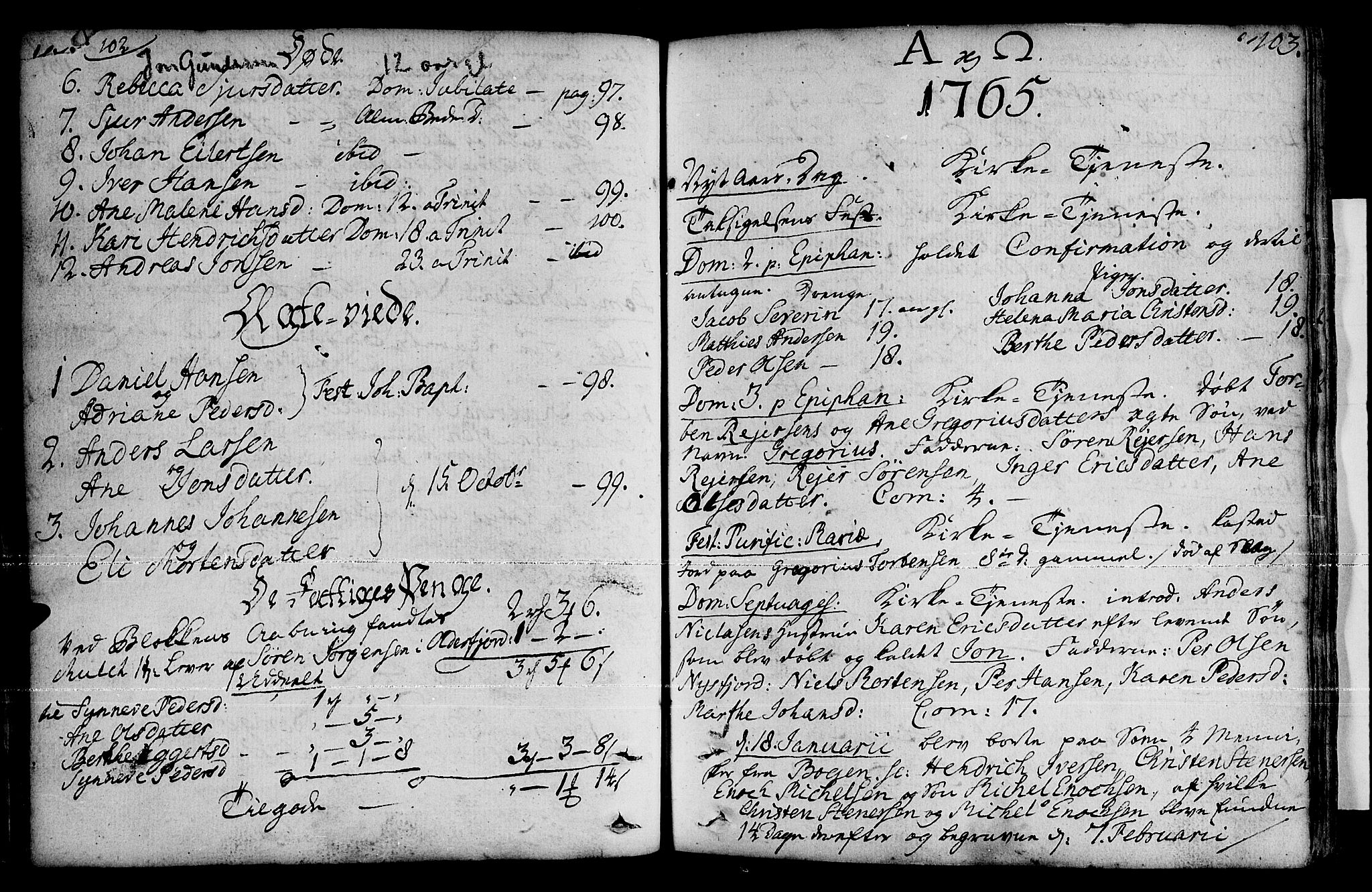 Loppa sokneprestkontor, AV/SATØ-S-1339/H/Ha/L0001kirke: Ministerialbok nr. 1 /1, 1753-1784, s. 102-103