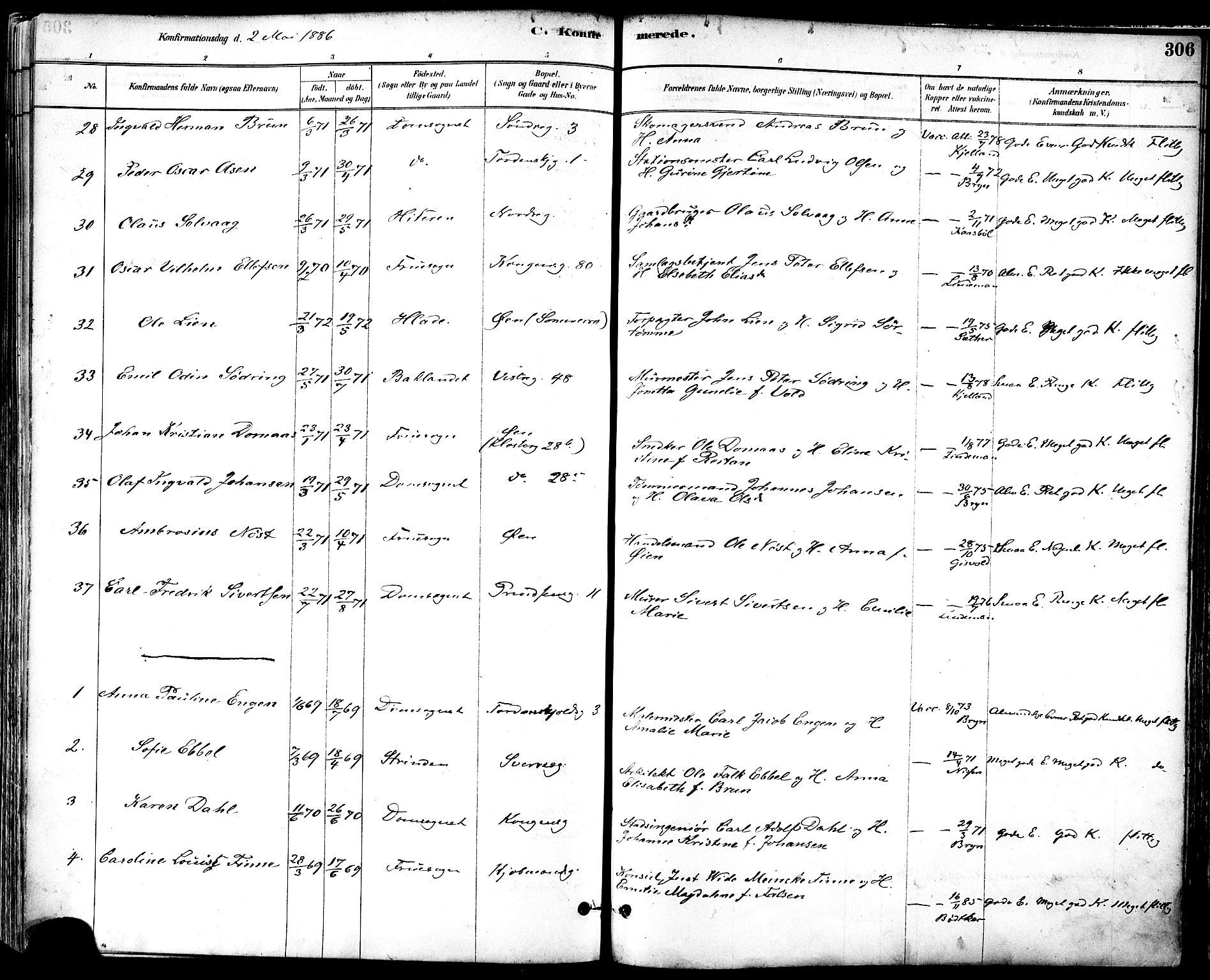 Ministerialprotokoller, klokkerbøker og fødselsregistre - Sør-Trøndelag, SAT/A-1456/601/L0057: Ministerialbok nr. 601A25, 1877-1891, s. 306